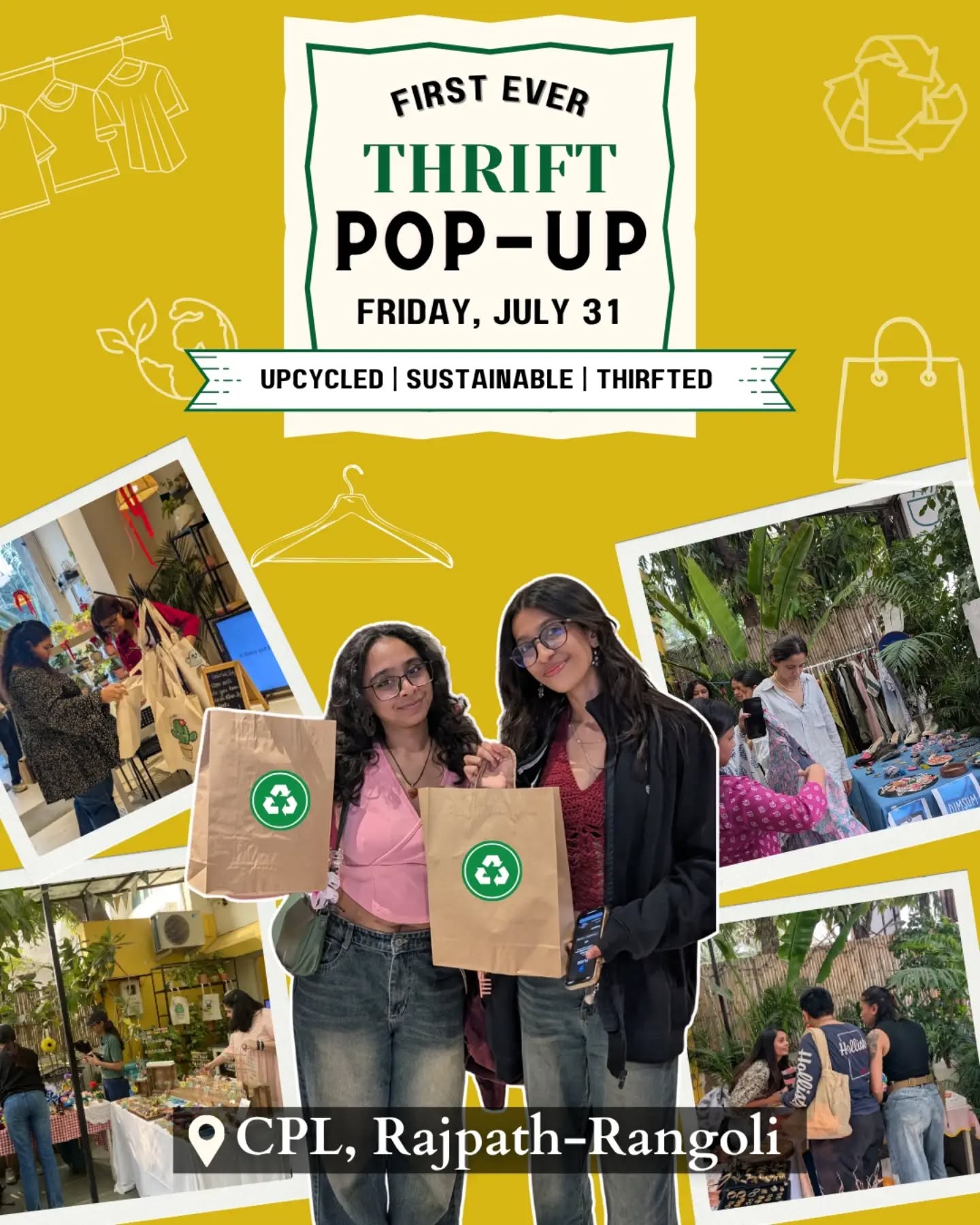 Thrift finds. Good vibes. Weekend plans sorted... 🛍️✨💚
Join us for an evening of conscious shopping featuring unique thrift collections, curated finds, and local small businesses. Whether you're hunting for hidden gems or simply looking for a fun evening out, we've got you covered. 🌿🛒
Featuring:
@chakra_kriti @flamingogoesthrift @gothreeft
@mira.styleco @omkar_bookstore_and_library @sakhiupcycled
📍 Venue: CPL, Rajpath Rangoli
📅 Date: 31st July
🕔 Time: 5 PM onwards
🎟️ Entry: Free | Open for all
Come for the thrift, stay for the community. ♻️💛
.
.
.
#crazyplantladycafe #thriftpopup #thriftshopping #supportlocal #shopsmall ahmedabadevents thingstodoinahmedabad sustainablefashion prelovedfashion weekendinahmedabad
