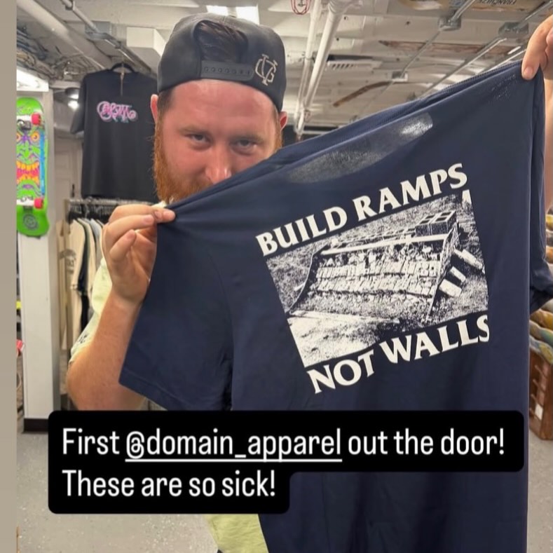 Big shoutout to @thefilthydirty who hosts and operates @shredandsizzle for snagging our hottest-selling tee, “Build Ramps Not Walls” over at Bridgewater’s very own @quigsskate ! 🤝👊⚒️
#supportlocaldealers #shredandsizzle #buildrampsnotwalls #skateboarding #bridgewater