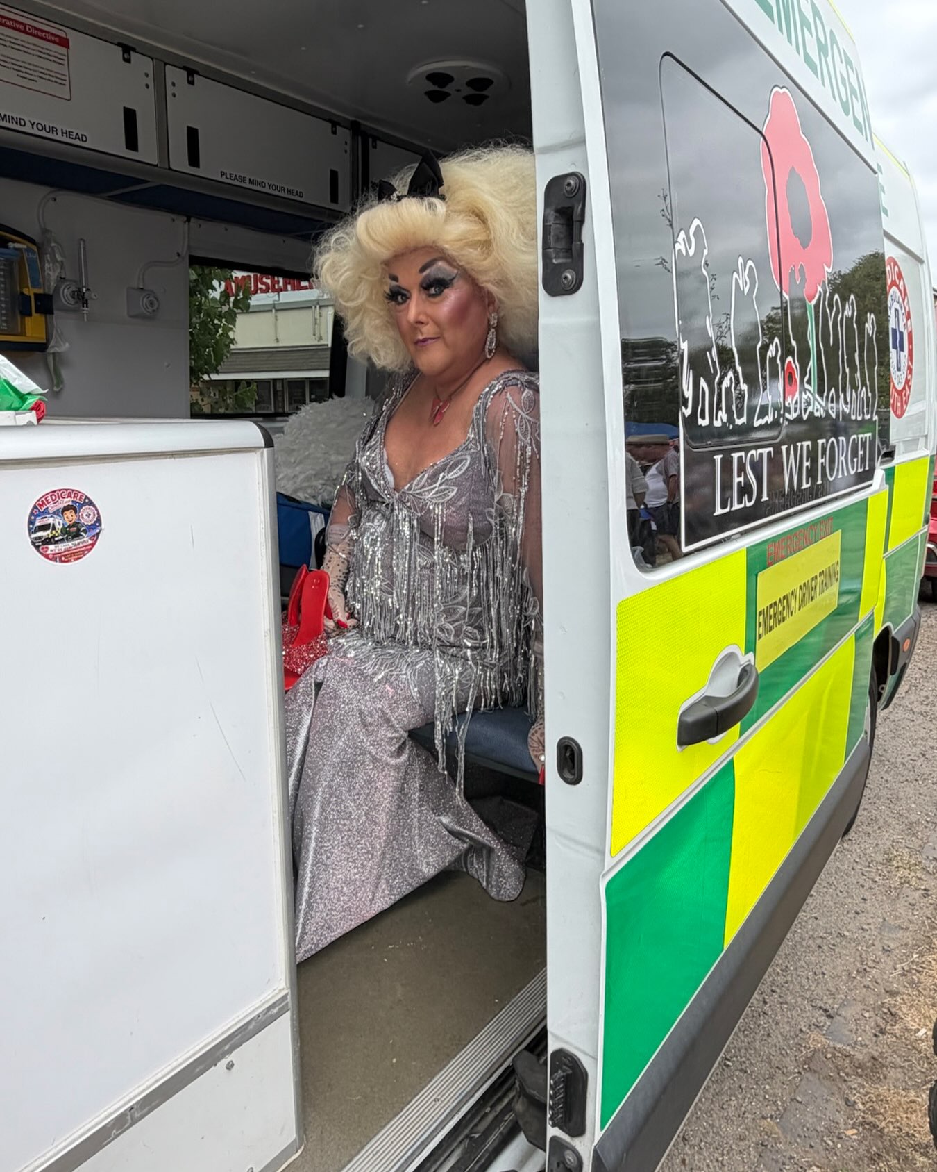 Changing and Green Room facilities at Swale Pride courtesy of Cheryl and Leanne, emergency CHAMONIX coming through….
