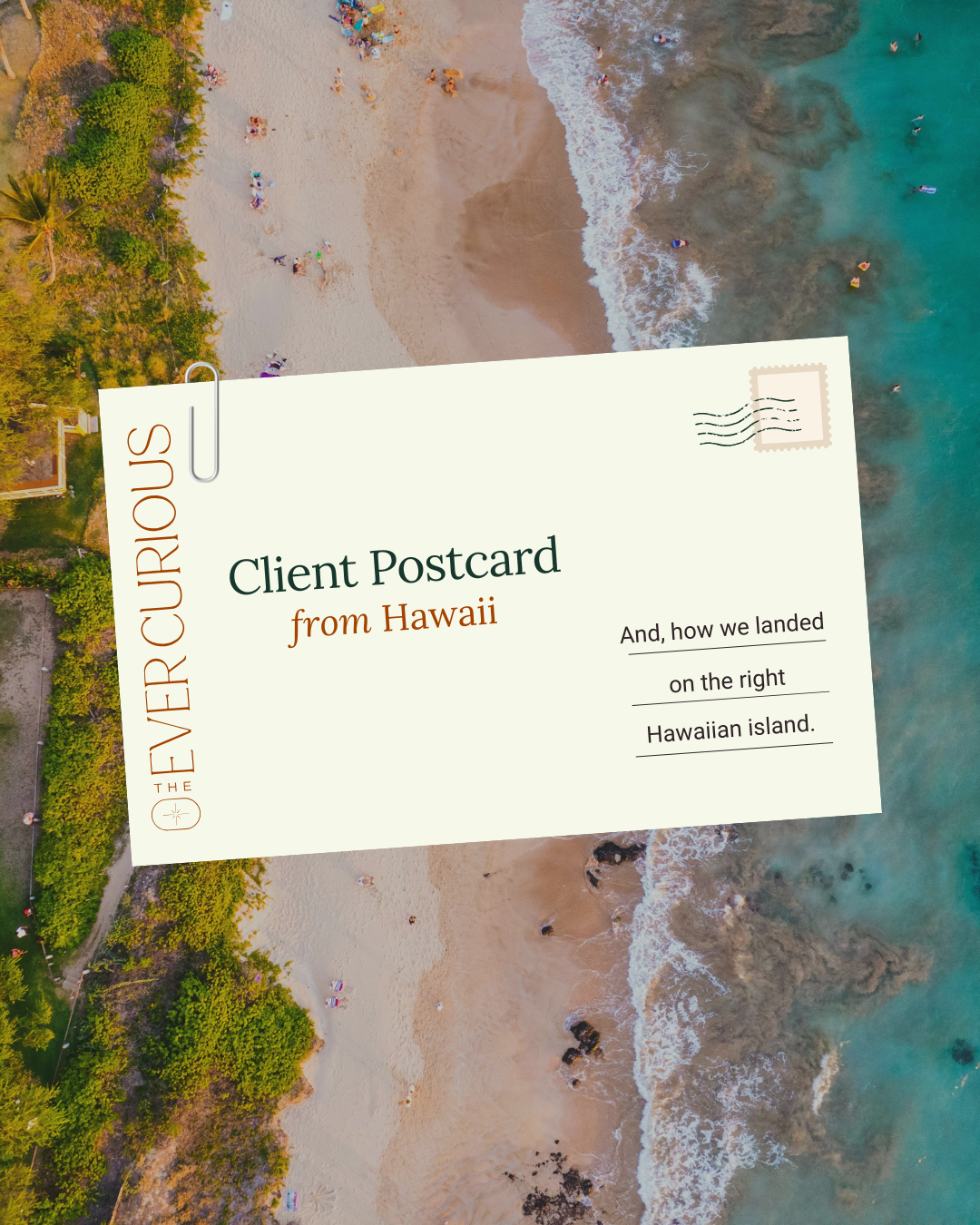 Planning your honeymoon (or any adventure) shouldn't feel like another full-time job!
If you've been putting off planning because it feels overwhelming, you're not alone. You don't need to have the destination, hotel, or itinerary already figured out before you reach out.
That's exactly where this couple started. We talked through what mattered most, narrowed down the options, and found the Hawaiian island that was the best fit for them.
If planning a trip has been sitting on your to-do list, let's chat!
