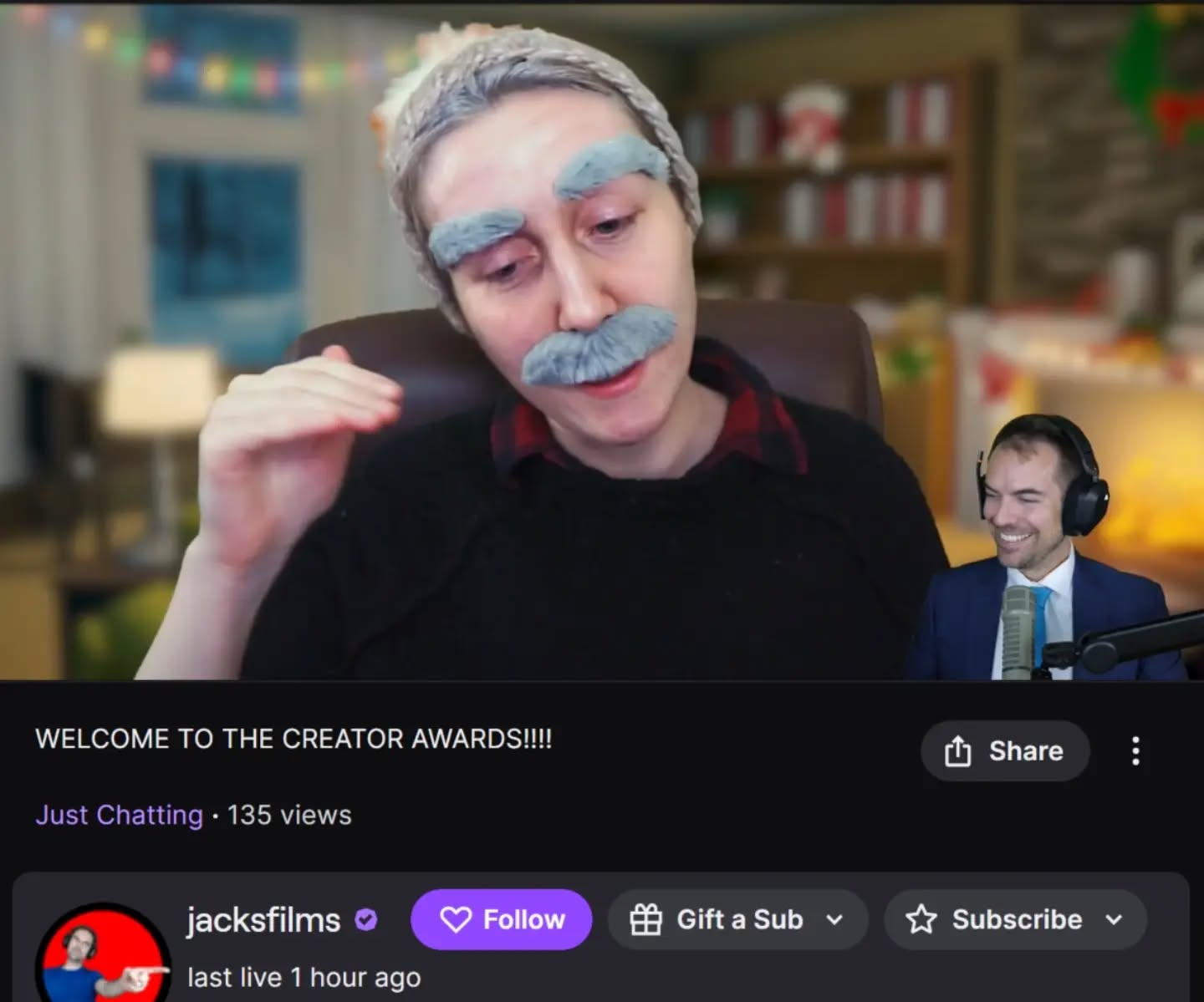 Jimothy jumpscare during the first ever JJJacksfilms Creator Awards show tonight! (I was working and totally missed it lmao) Thank you @jacksfilms for this very prestigious award 👴🏆