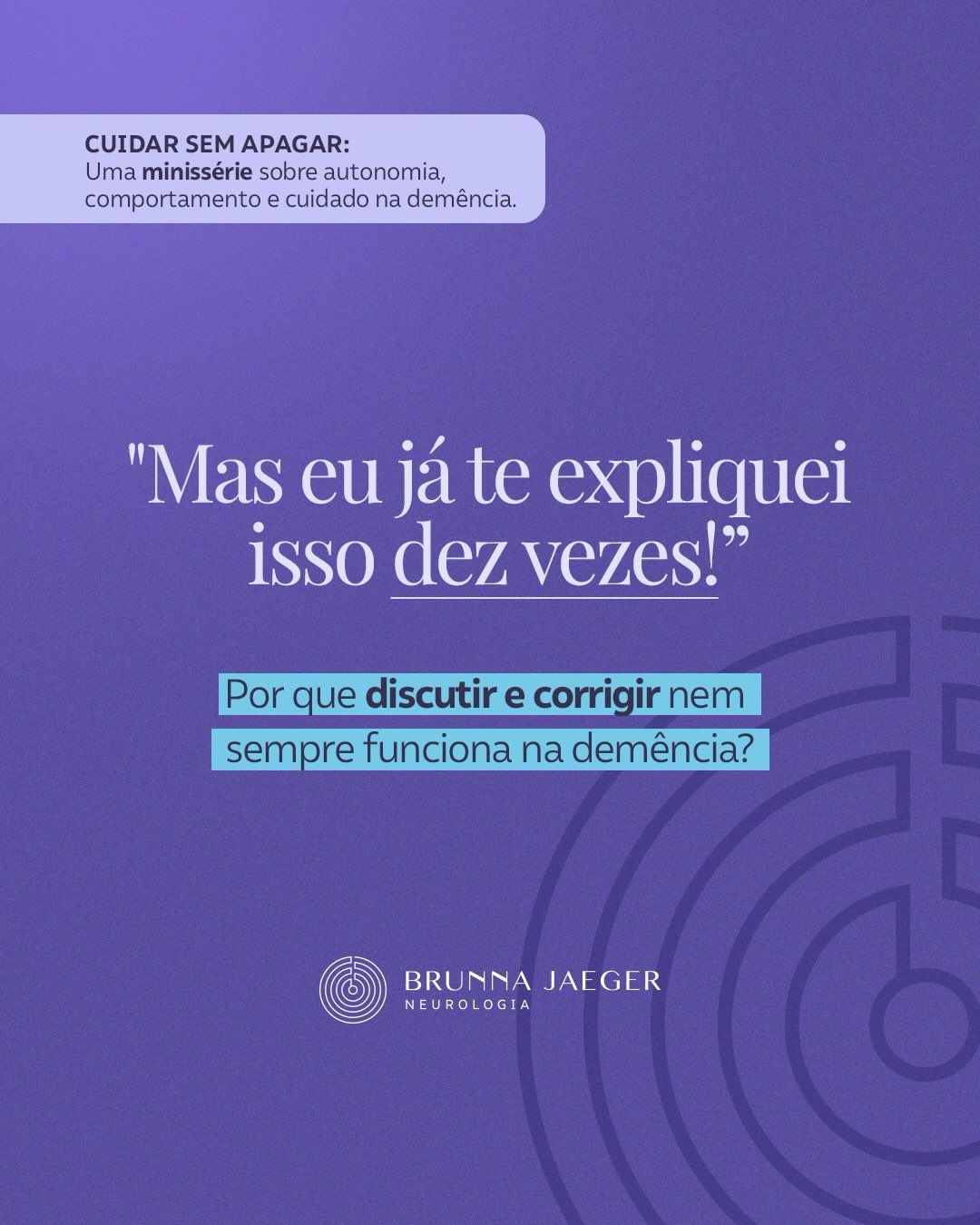 Cuidar de alguém com demência também é aprender uma nova forma de se comunicar.
Muitas vezes, o que parece “teimosia”, “implicância” ou “falta de atenção” é, na verdade, uma consequência das mudanças que estão acontecendo no cérebro.
Isso significa que nem sempre a melhor resposta será corrigir, convencer ou discutir os fatos.
Na prática, responder primeiro à emoção costuma ser muito mais eficaz do que tentar corrigir a memória.
💜 A pessoa pode esquecer o que foi dito, mas dificilmente esquecerá como se sentiu naquele momento.
Por isso, antes de responder às palavras, vale fazer uma pausa e perguntar:
O que essa pessoa pode estar tentando comunicar por trás desse comportamento?
Esse pequeno exercício pode transformar a experiência de quem vive com demência, e também de quem cuida.
📌 Salve este conteúdo para consultar sempre que precisar e compartilhe com familiares e cuidadores. Às vezes, mudar a forma de responder muda completamente o momento vivido por ambos.