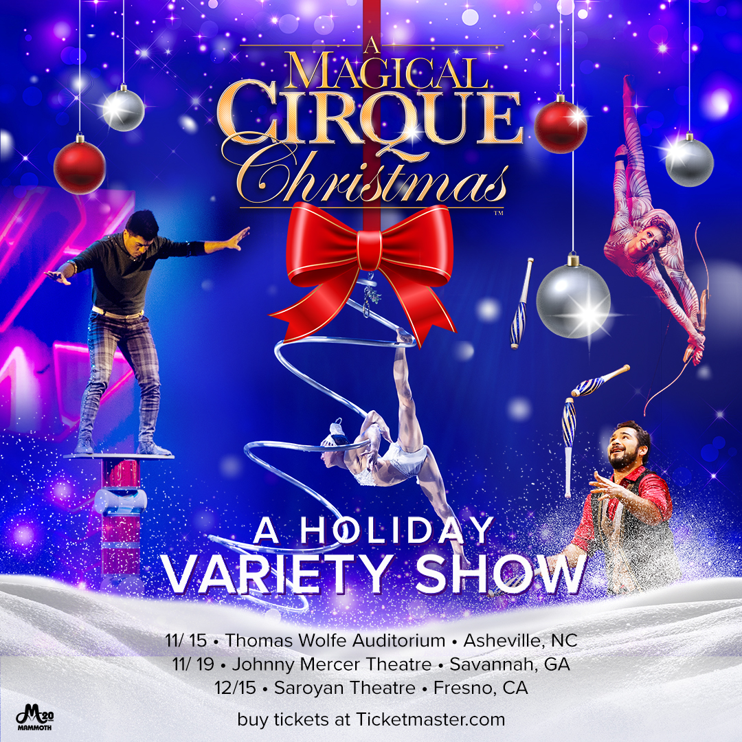 Announcing: @amagicalcirquechristmas - A Holiday Variety Show
11/15 - Asheville, NC - Thomas Wolfe Auditorium
11/19 - Savannah, GA - @savannahciviccenter
12/15 - Fresno, CA - Saroyan Theatre
Tickets go on sale Friday at 10am on Ticketmaster.com and atgtickets.com