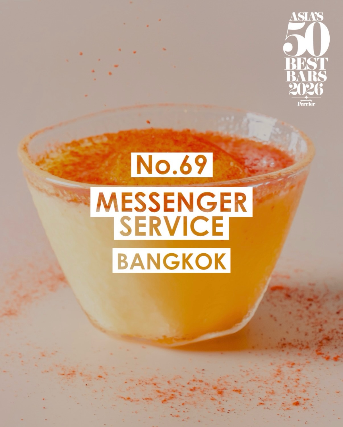 From a tiny bar that started with no expectations, to standing among Asia’s Best once again.
We’re honored to be ranked #69 on Asia’s 50 Best Bars 2026 !!
Thank you to our incredible team, guests, friends, and everyone who has supported Messengerservice throughout the journey. Every challenge has shaped who we are, and this recognition belongs to all of you.
We’ll keep learning, creating, and serving from the heart.
See you at the Messengerservice!
#asia50best #messengerservice #50bestbars