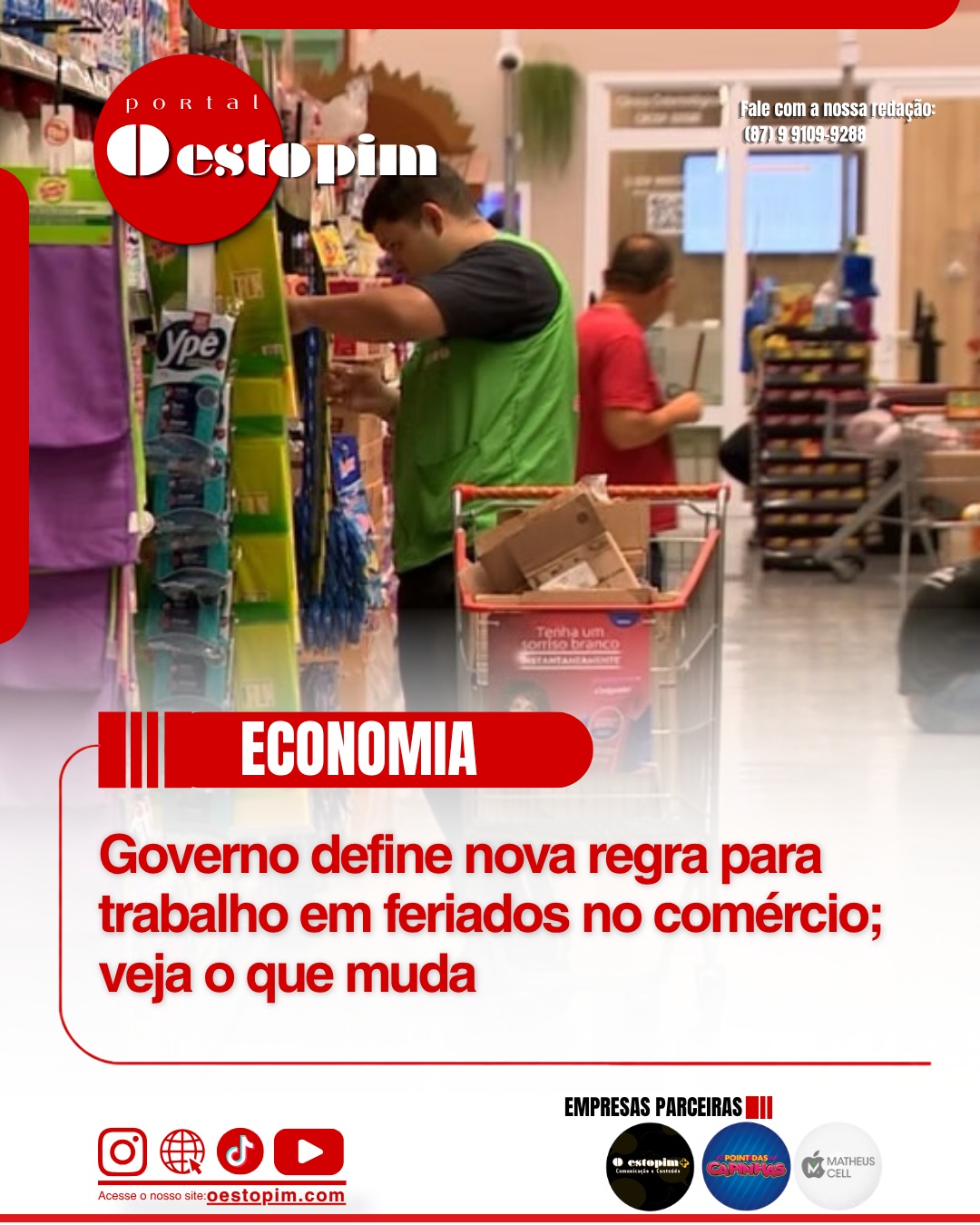 O governo federal definiu uma nova regra para o trabalho em feriados no comércio.
A portaria foi assinada nesta terça-feira, 21 de julho, pelo Ministério do Trabalho e Emprego e tem publicação prevista no Diário Oficial da União de quarta-feira (22).
A principal mudança é a retomada da negociação coletiva como condição para o funcionamento de grande parte do comércio nos feriados.
Na prática, empresas e trabalhadores deverão ter as regras previstas em convenção coletiva, além de respeitar a legislação municipal.
A norma cria exceções para 15 atividades autorizadas a funcionar sem essa negociação específica.
A lista inclui farmácias, venda de pães e biscoitos, floriculturas, barbearias e salões de beleza, postos de combustíveis, comércio de gás de cozinha, hotéis, restaurantes, bares, feiras livres, lavanderias e serviços funerários.
Supermercados e hipermercados não entraram na lista de exceções. Para esses estabelecimentos, o funcionamento em feriados continuará dependendo de autorização negociada coletivamente e das regras locais.
O texto também mantém as garantias trabalhistas. Quem trabalhar em feriado deve receber pagamento em dobro ou folga compensatória, conforme a legislação e os instrumentos coletivos aplicáveis. Escalas, remuneração e compensações poderão ser detalhadas pelos sindicatos.
O debate começou em 2023, quando o governo tentou corrigir uma regra de 2021 que havia liberado permanentemente o trabalho em feriados para várias atividades.
Após sucessivos adiamentos, representantes do governo, dos empregadores e dos trabalhadores chegaram a um acordo.
A mudança não proíbe o comércio de abrir. Ela redefine quem pode funcionar automaticamente e quem precisa negociar antes. Para trabalhadores, amplia o espaço sindical.
Para empresas, exige atenção às convenções coletivas e às leis municipais.
Raul Silva, da redação de O Estopim
Fonte: Governo Federal | Foto: Reprodução/EPTV
O Estopim | O começo da notícia
Acesse nosso site e veja essa e outras notícias: oestopim.com
