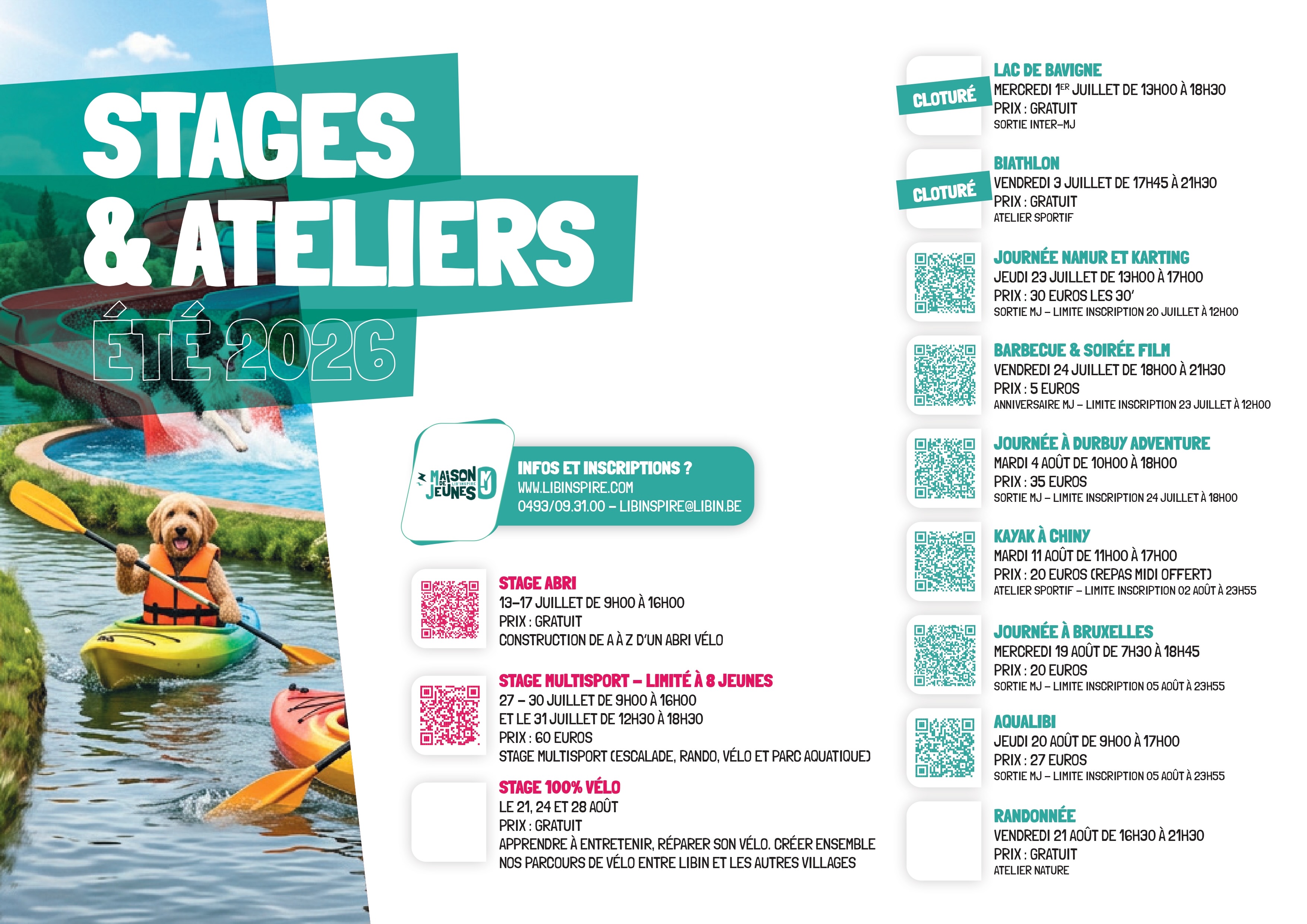📲 S’inscrire n’a jamais été aussi simple !
Pour faciliter vos inscriptions, nous avons rassemblé sur cette page tous les stages, ateliers et sorties de l’été, chacun accompagné de son QR code.
Il vous suffit de scanner le QR code de l’activité qui vous intéresse pour accéder directement au formulaire d’inscription correspondant. Plus besoin de chercher sur le site ! 😉
N’hésitez pas à partager cette page autour de vous afin que chacun puisse s’inscrire facilement aux activités de la MJ🏝️