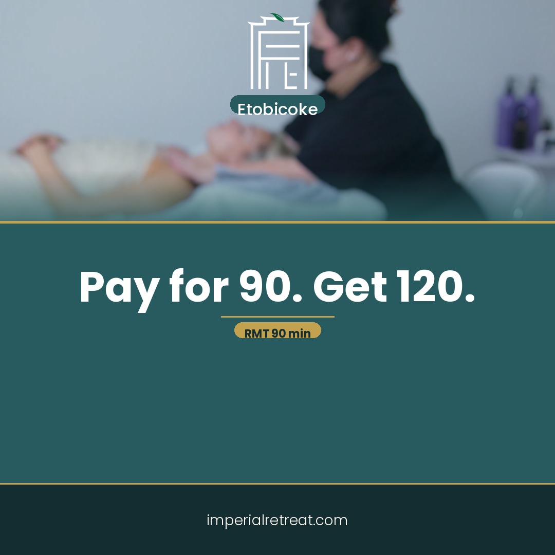 Pay for 90 minutes. Walk out with 120 minutes of care.
Book a 90-minute RMT session and we'll add a complimentary 30-minute mini facial — on us. Deep muscle relief meets skin treatment. Your body gets the full reset it's been asking for.
Extended health insurance accepted. Limited spots available.
Book at imperialretreat.com.
#RMTMassage #RegisteredMassageTherapist #FreeFacial #ImperialRetreat #MassageToronto #ExtendedHealth #SummerWellness