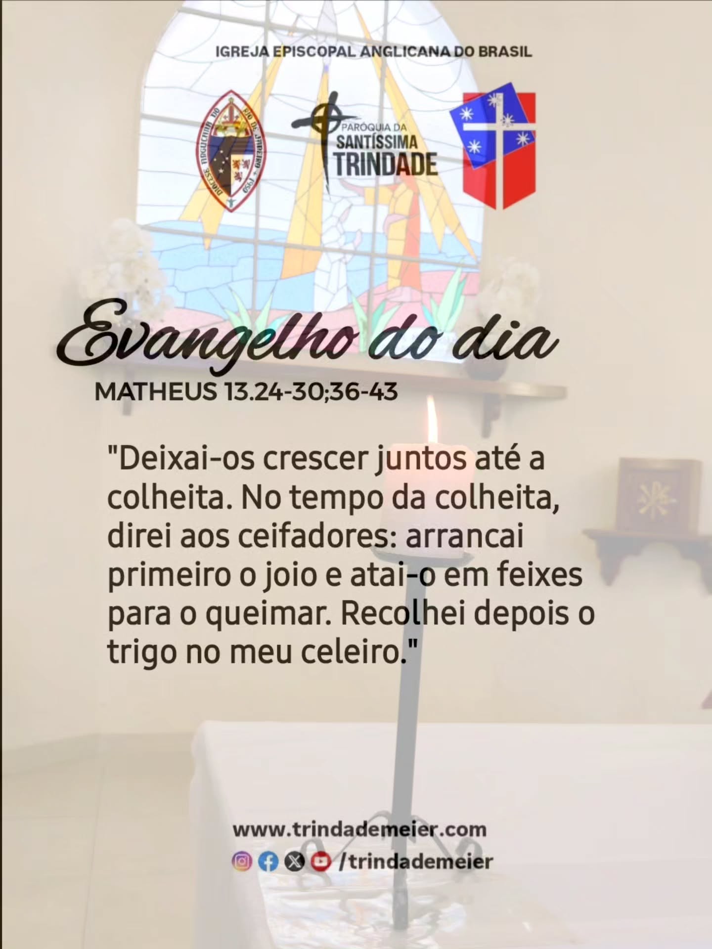 📖 Evangelho do dia 19/07/2026.
Jesus ensina que o bem e o mal podem coexistir por um período, mas isso não significa que o mal vencerá. A parábola é um chamado à paciência, discernimento, perseverança e confiança no julgamento justo de Deus.