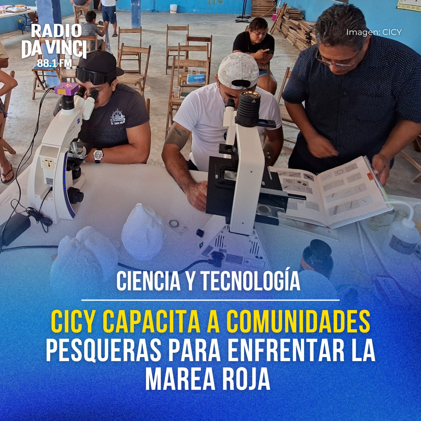 🌊🐟 Comunidades pesqueras fortalecen su preparación ante las mareas rojas con apoyo del CICY
Para seguir leyendo la nota completa visita nuestro sitio web: https://www.radiodavincicancun881.com/post/capacitan-a-comunidades-pesqueras
Con el compromiso de fortalecer la resiliencia de las comunidades costeras frente a los efectos del cambio climático, el Centro de Investigación Científica de Yucatán (CICY), en colaboración con Environmental Defense Fund de México (EDF México), la SEPASY y la Federación Regional de Sociedades Cooperativas de la Industria Pesquera de la Zona Oriente de Yucatán, llevó a cabo un taller de capacitación para la identificación temprana de Florecimientos Algales Nocivos (FAN).
Durante tres días, pescadores, monitoras comunitarias y mujeres acuacultoras de San Felipe y Río Lagartos adquirieron conocimientos científicos y herramientas técnicas para detectar de manera oportuna estos fenómenos, con el objetivo de disminuir sus impactos económicos, sociales y ambientales.
Como parte de esta iniciativa, el investigador Dr. Antonio Almazán, del CICY, compartió los fundamentos científicos sobre la dinámica de los FAN y capacitó a las y los participantes en la recolección de muestras de agua, la identificación de microalgas mediante microscopía y el registro de datos con protocolos científicos.
Esta capacitación representa un paso importante hacia la creación de un Sistema Comunitario de Alerta Temprana, que permitirá a las comunidades costeras anticiparse a las mareas rojas, fortalecer la vigilancia ambiental y proteger la actividad pesquera y acuícola de la región.
#ecodavinci #radiodavinci @cicyoficial #marearoja #cancún #yucatán #cuidemoselmar🌊 #cienciaytecnologia