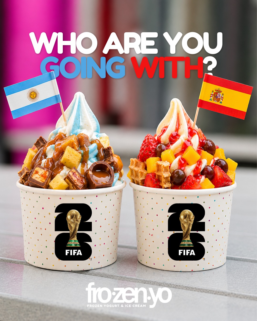 The final is here. Argentina. Spain. Frozen yogurt. Who are you cheering for? ⚽🍦
To celebrate today's World Cup Final, we've created two game-day bowls inspired by the finalists. Stop by, pick your side, and enjoy the match with something sweet.
🇦🇷 Argentina or 🇪🇸 Spain? Tell us who's taking home the trophy in the comments.
#FrozenYoDC #WorldCupFinal #GameDayTreats #FrozenYogurt #WashingtonDC
