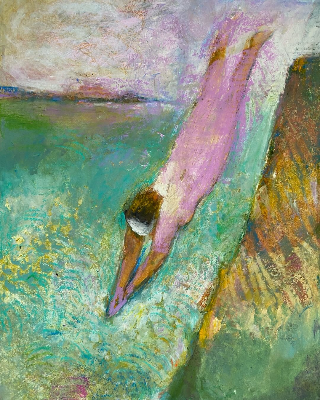 C’est l’été!
Avec cette œuvre du peintre Ramzi Ghotbaldin
@ramzighotbaldin
La baigneuse
2023
Pastel et huile sur papier
Signé et daté en bas à gauche
65x50 cm
À vendre/For sale
💬Le thème des baigneuses est l’un des grands classiques de l’histoire de l’art occidental. Souvent associé à la mythologie ou à la religion, il a inspiré les artistes à toutes les époques.
Chez Ramzi Ghotbaldin, je retrouve cette idée du grand plongeon dans le vide.
À première vue, si on se tient au titre, le personnage devrait plonger de la falaise dans de l’eau mais si vous regardez bien, on ne sait plus si c’est de l’eau ou des fleurs! Ramzi est toujours dans l’ambiguïté. J’aime aussi la façon dont ses personnages semblent toujours porter un sens caché.
Ce corps brûlé par le soleil m’a tout de suite fait penser à la chute d’Icare. Ce n’est peut-être que ma lecture, mais c’est la première image qui m’est venue.
C’est aussi cela que j’aime dans son travail : chacun peut y projeter sa propre histoire.
Je vous laisse imaginer la vôtre, à bientôt. 😊
Contactez-moi pour venir la voir ou pour toutes informations, mes coordonnées sont dans ma bio.
Le peintre, Ramzi Ghotbaldin a une exposition en ce moment à la galerie MHB à Gramat jusqu’au 27 septembre.
@galeriemhb
#collectionstephaniepeyrissac #ramzighotbaldin #baigneuse #artforsale #artlovers