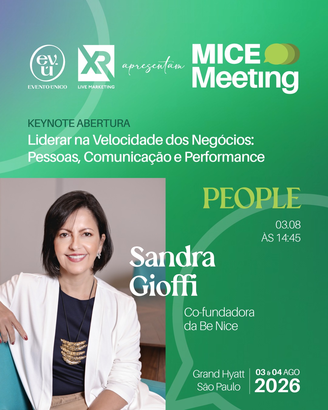 A transformação do mercado começa pela liderança.
Mas a pergunta é: Que tipo de liderança o mercado de eventos precisa desenvolver daqui para frente?
Essa será a reflexão que abrirá o People Day do MICE Meeting.
Nossa Keynote de Abertura será conduzida por sandragioffi, especialista em cultura organizacional, liderança, gestão da mudança e desenvolvimento humano.
Em um mercado cada vez mais dinâmico, liderar significa muito mais do que coordenar equipes.
Significa inspirar, comunicar, adaptar, desenvolver pessoas e construir ambientes onde inovação e resultados caminham juntos.
Porque o futuro da nossa indústria será construído por líderes preparados para transformar pessoas em protagonistas.
📍 MICE Meeting 2026
📅 3 e 4 de agosto | Grand Hyatt São Paulo
Exclusivo para a Comunidade BenchMICE® e convidados. Garanta sua participação no encontro das lideranças que transformam o mercado.
Mantenedores:
@xrlivemkt
@somosgrupor1
@tescenografiaoficial
@marriottintl
@shiftmobilidade
@grandhyattsp
@clubmed
@malaimansoresort
@inteegratec
@resorts.brasil
@galhardoscorporate
@oricasting
@soapbrasil
@brind.eaux
@msccruzeirosbrasil
@wtceventscenter
@primegeradores
@attagastronomia
@theforest.camboriu
@chubbbrasil
@eventsegoficial
@curitibaconvention
Apoio
@amprooficial
@visite_sp
@ubrafe
@abeoc.org.br
#MICEMeeting2026 #PeopleAndBusiness #BenchMICE #Liderança #GestãoDeEventos #DesenvolvimentoHumano #AltaPerformance #EventosCorporativos #LiveMarketing #EventoÚnico