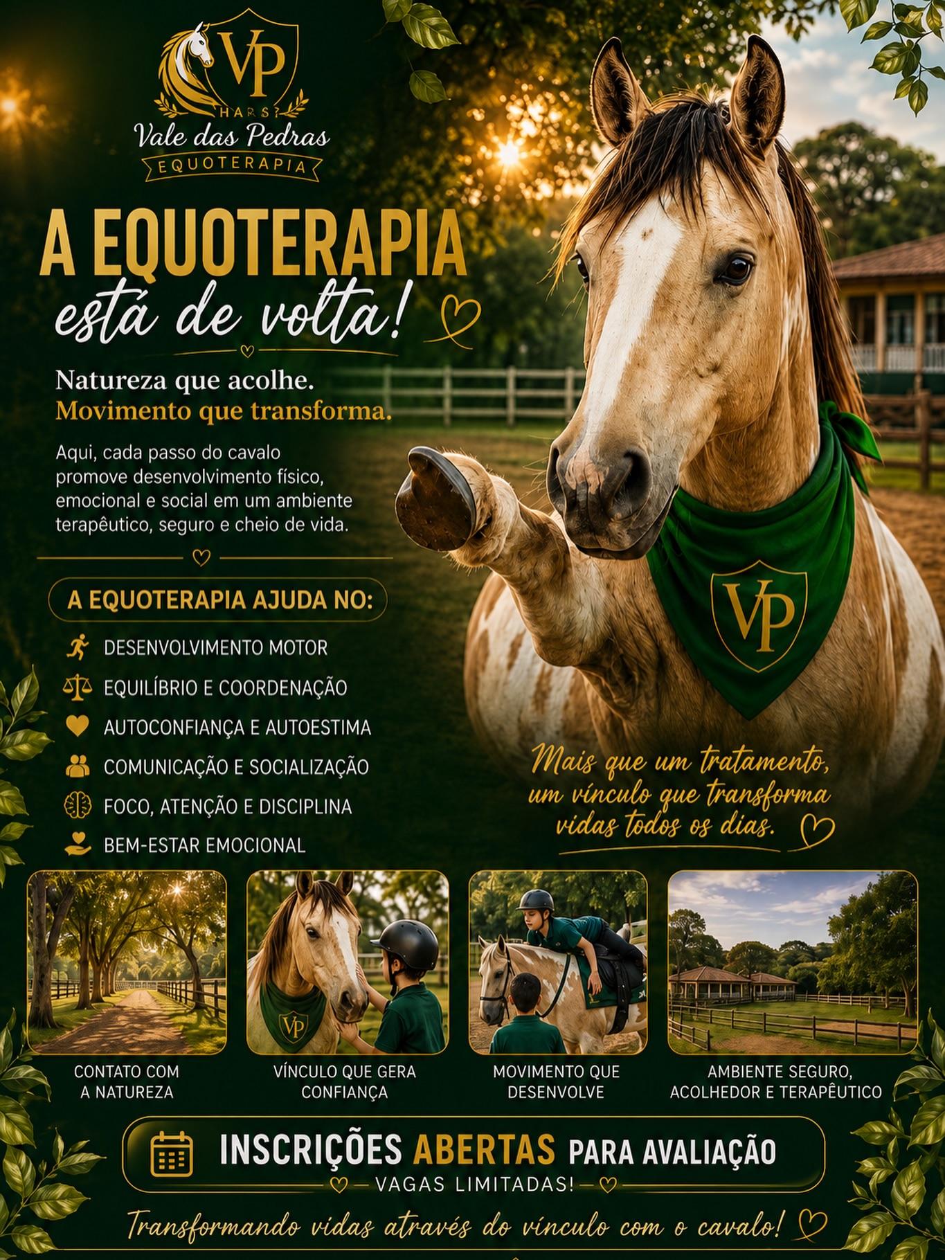 🐴 Toda criança merece viver a experiência de criar um vínculo com um cavalo.
Mais do que um animal, o cavalo ensina, acolhe, desafia e transforma. 💚
Cada contato desperta confiança, desenvolve o equilíbrio, fortalece a autoestima e cria memórias que acompanham a criança por toda a vida.
No Haras Vale das Pedras, acreditamos que a natureza também faz parte do desenvolvimento. Aqui, cada passo é planejado para estimular o corpo, a mente e as emoções em um ambiente seguro, tranquilo e cheio de vida.
✨ A Equoterapia vai muito além da montaria. Ela cria conexões que fortalecem famílias e transformam histórias.
📍 Itupeva/SP
📲 Inscrições abertas para avaliação.
💬 Agora me conta: qual foi a maior lição que um animal já te ensinou?
Marque uma família que precisa conhecer esse trabalho. ❤️
#Equoterapia #HarasValeDasPedras #DesenvolvimentoInfantil #Autismo #TDAH