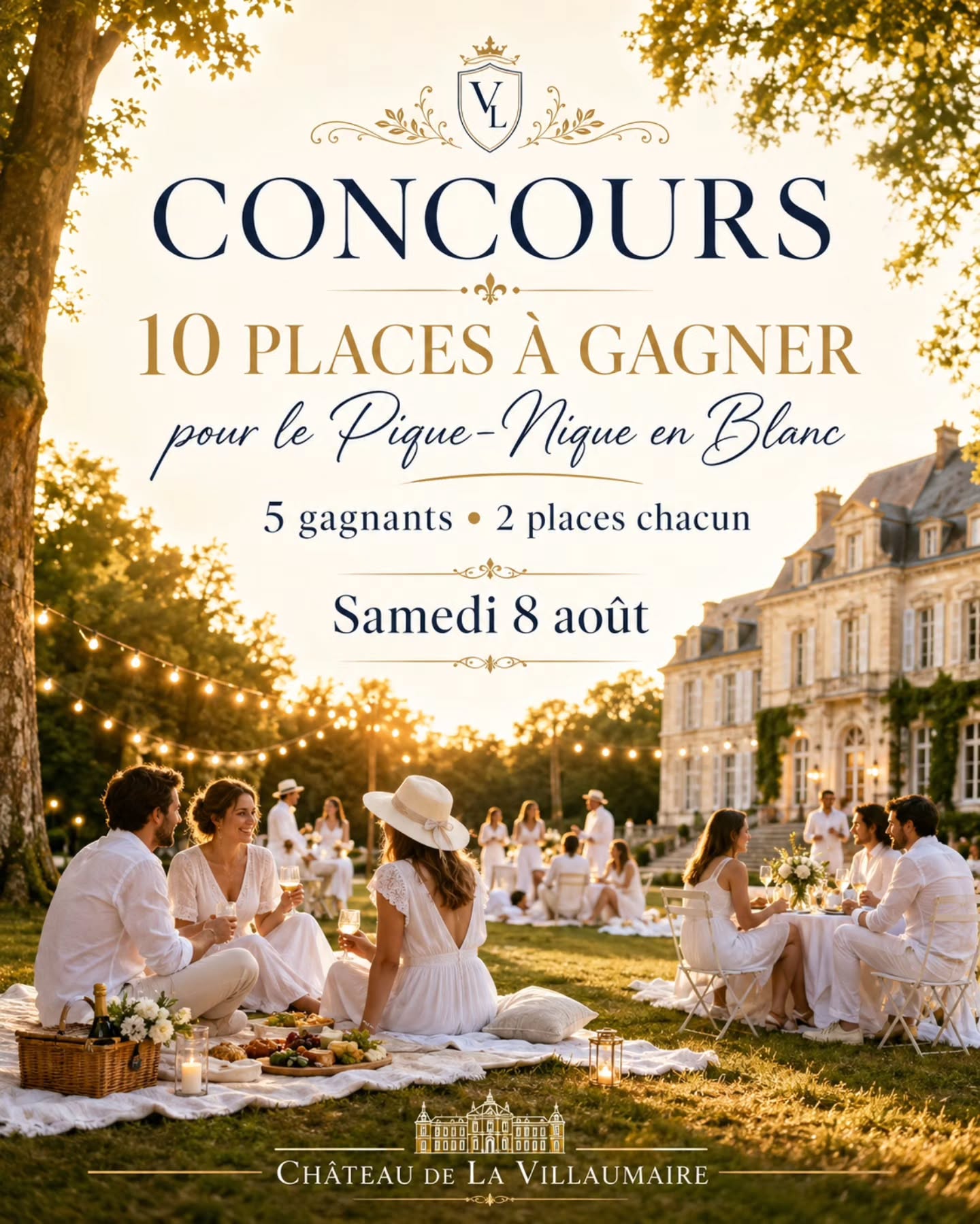 CONCOURS — 10 places à gagner 🤍
Pour célébrer notre prochain grand rendez-vous de l’été au château, nous vous offrons 10 places pour le Pique-Nique en Blanc du samedi 8 août.
Il y aura 5 gagnants, et chaque gagnant remportera 2 places.
Le Pique-Nique en Blanc, c’est une soirée blanche sous les arbres du Château de La Villaumaire, avec pique-nique, food-truck, guinguette, DJ et lâcher de ballons blancs.
Pour participer :
• Aimez et enregistrez cette publication
• Suivez le compte @chateaudelavillaumaire_
• Commentez cette publication en indiquant avec qui vous aimeriez venir
Chaque commentaire compte comme une chance supplémentaire de gagner.
Bonus : partagez cette publication en story 🤍
Tirage au sort : dimanche soir.
Les gagnants seront annoncés en story et contactés par message privé.
Concours ouvert jusqu’à dimanche, 18h.
Pique-Nique en Blanc — samedi 8 août, à partir de 19h
Réservation obligatoire pour l’événement.
#chateaudelavillaumaire
#piqueniqueenblanc
#touraine
#valdeloire
#sortirentouraine
