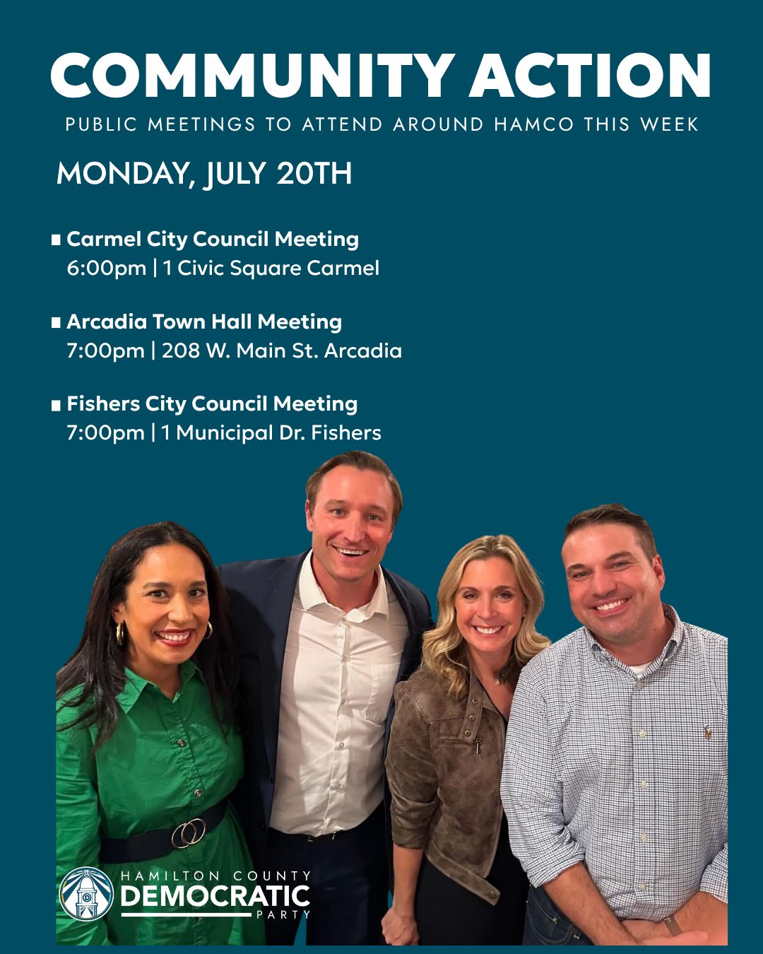Here is your community action plan for the week. If you attend a meeting, let us know how it goes.