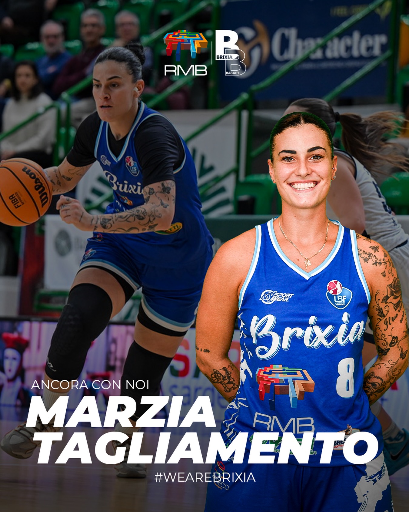𝙎𝙏𝘼𝙂𝙄𝙊𝙉𝙀 𝟮𝟬𝟮𝟲-𝟮𝟳 🏀
Ci sono conferme che valgono quanto un nuovo acquisto, quella di Marzia Tagliamento è una di queste. 🤍💙
Dopo settimane di riflessioni e una decisione tutt’altro che scontata sul proprio futuro, Marzia ha scelto ancora una volta il parquet. Ha scelto di continuare.🔥
La sua esperienza, il suo talento e la sua leadership rappresentano un valore enorme per tutto il gruppo. Una giocatrice capace di fare la differenza con la qualità delle sue giocate, ma anche con l’esempio, la mentalità e la capacità di trascinare la squadra nei momenti più importanti.
Siamo felici di poterla vedere ancora indossare la divisa biancoblù.
Marzia, si continua... 💙🏀
#wearebrixia