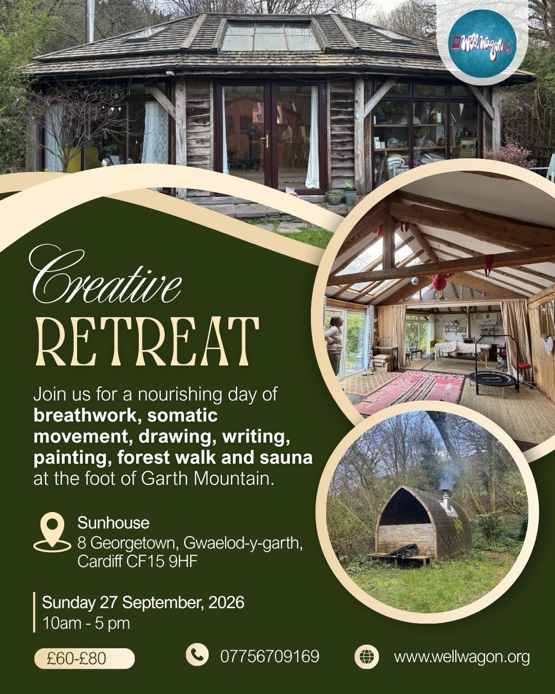 Our first Creative Retreat is born! 🍃✨
The first one of its kind, hopefully the start of many more.
🌀One day Creative Retreat
📍9 Sunhouse, Gwaelod-y-Garth
🗓️27 September, 10 am- 5 pm
✔️ Only 10 spots available
🔗£80-£60, Booking link in bio (Eventbrite)
So here it is! A full day carefully curated workshops to empower, uplift and enhance our wellbeing through creative exercises. 💫
Through drawing, painting, movement, breathwork, sauna and forest walk, I’m imagining this day as a real peaceful, juicy, restorative space for anyone that needs it. Have a look at the next slide to see our timetable for the day :)
🗻It is nestled just outside Cardiff at the foot of Garth Mountain in the wonderful venue of @emma.sunhouse .
Oh, did I mention sauna is included? Can’t go wrong with a forest sauna!
All the info is on my website and on Eventbrite, have a look if you’d like to attend and have some questions.
Sliding scale payments are available to make sure you can attend. Full price £80, early bird £70, low income £60- you can also pay in installments. Send me a private message if you want to set up a direct payment and avoid Eventbrite fees
Can’t wait to share this special day with you!
Warmth, Anna 💕