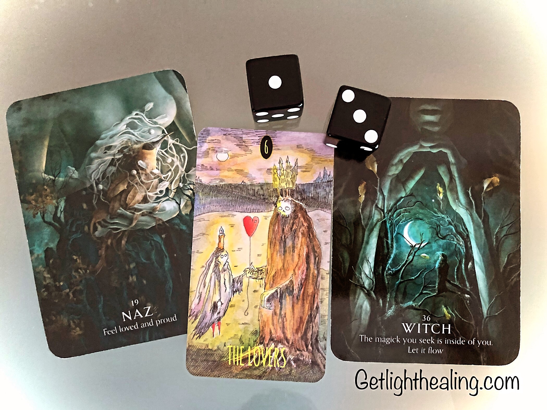 Guidance for week of August 2nd, 2026:“An Expansion of Who You Are Now”
The 1 & 3 combination bring “new chapter energy” into this week. A widening of your social circle or a step in a new direction. This could show up as increased interaction outside your front door: through work, community, school, or circle. Naz shows a space where you’re welcomed, taken fully to their bosom—protected, loved, cared for. A lighter, more positive environment where trust and self-confidence have room to grow. Here you can be held without being strangled by the group’s demands, appreciated as a member without sacrificing your power or your voice to belong. The blue & brown hues of this card speak to a deep sense of unconditional, down-to-earth support where your growth can be nurtured. The Lovers brings up a quiet recognition of how nice it feels to be around people who share your values and by contrast, illuminates where misalignment lived within past groups or alliances. There’s something inspiring about finally finding somewhere you can settle in and form roots. Reminds me of last month’s message about the importance of your circle providing the right nourishment to your root system.
Linked to Gemini, The Lovers speak to finding your own voice. Finally moving beyond the disempowerment of having to keep quiet or contort your values to keep the peace. Freedom is found in mutual communication, where you’re free to just be you. A more natural expression rather than adhering to a consensus dressed up as tolerance.
The Witch is a lucky card, and it confirms that you set this intention many moons ago. You knew an end was coming, and you prepared for it. The discomfort of the ill-fitting place was a phase you had to move through - a slow uncovering that could only happen from the inside out. It was just a matter of time for things to turn in your favor. Now, surrender to whatever good thing shows up next - it’s here to nourish what’s coming. Enjoy this new chapter.