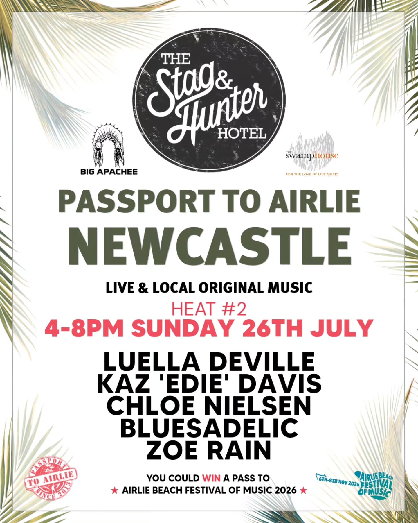 Looking forward to this Sunday at the @stagandhunter @liveatthestag for heat #2 of @passporttoairlie Newcastle!
After getting a taste of the awesome talent in Heat #1 last week, we just know we're in for a great afternoon of original live music again!!
See you there!🎶👌