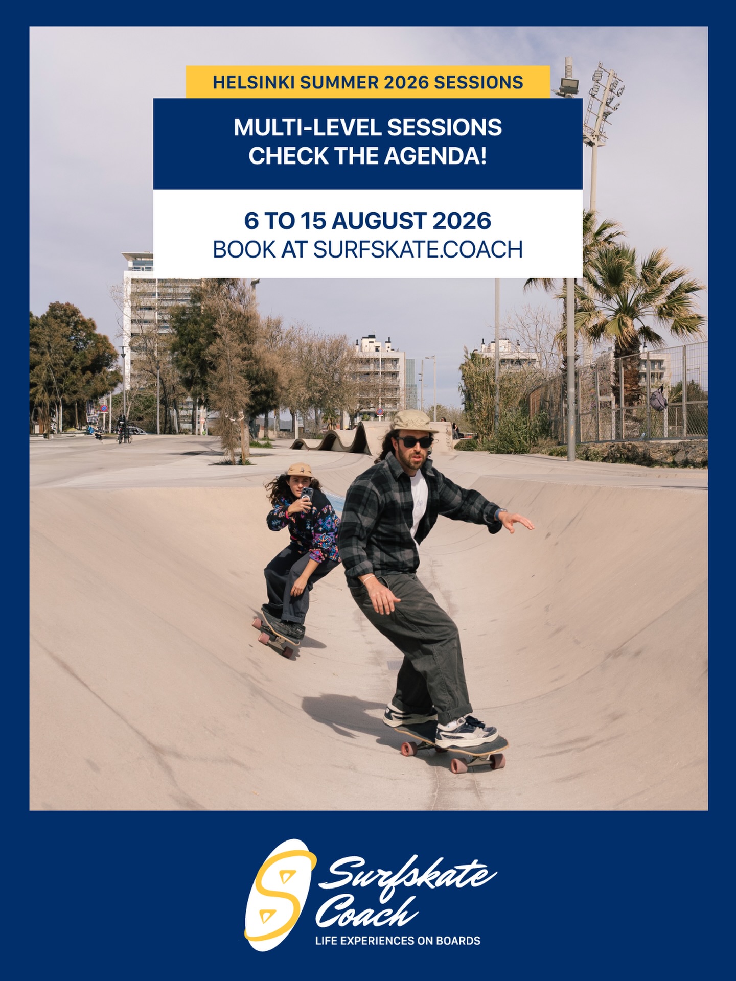 Helsinki Surfskate Summer 2026 sessions
@manuchis will be coaching in Finland during August. Some sessions are planned, and you are invited to attend to them!
Thursday 6 (Location: Jätkasaari)
- 20:00 to 21:00 All-levels Technification (turning and pumping)
Friday 7 (Location: Jätkasaari)
- 19:00 to 20:00 Bert-Slide and introduction to snaps
Saturday 8 (Location: Micropolis)
- 10:00 to 11:00 Bowl technique (turning and cutbacks)
- 11:00 to 12:30 drop-in and board control
Tuesday 11 (Location: Octopus)
- 17:00 to 18:00 Introduction for beginners (max 3ppl)
- 18:00 Beginner and intermediate Technification
- 19:00 First time in a bowl (having speed in verticals)
Thursday 13 (Location: Octopus)
- 18:00 to 19:00 Turns, snaps
- 19:00 to 20:00 Flyout and 50-50
To book the sessions you can pay per class or buying the 3-classes pack(see additional packages). Also private sessions are possible!
Bookings at surfskate.coach/schedule
Registration open until Tuesday 04.08 !