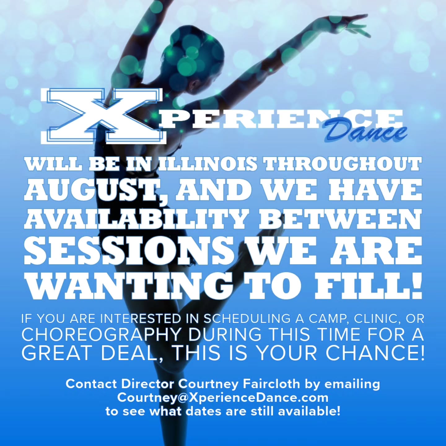 Coming to Illinois in August! If you're in that area we'd love to work with you and still have dates available!
#danceteam #danceteamchoreography #dancecamp #danceclinics #dancetechnique