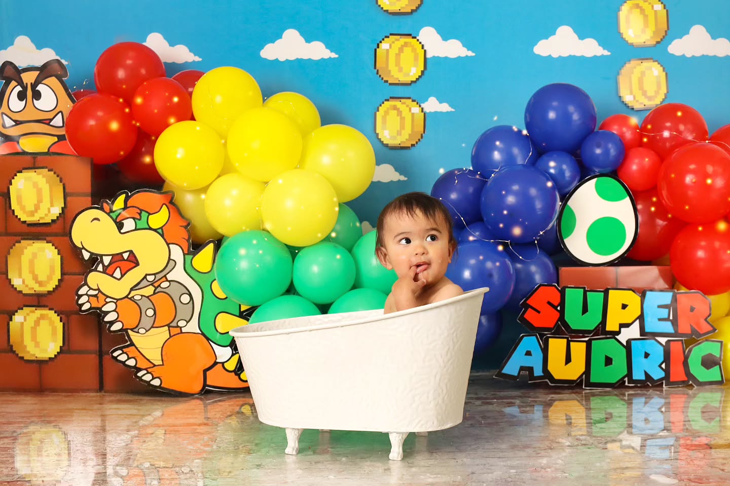 bathtime for this super cutie ❤️🕹🎮
#cakesmashphotography #firstbirthdayphotoshoot #supermariocakesmash #supermariobirthday #avaotisdesigns
