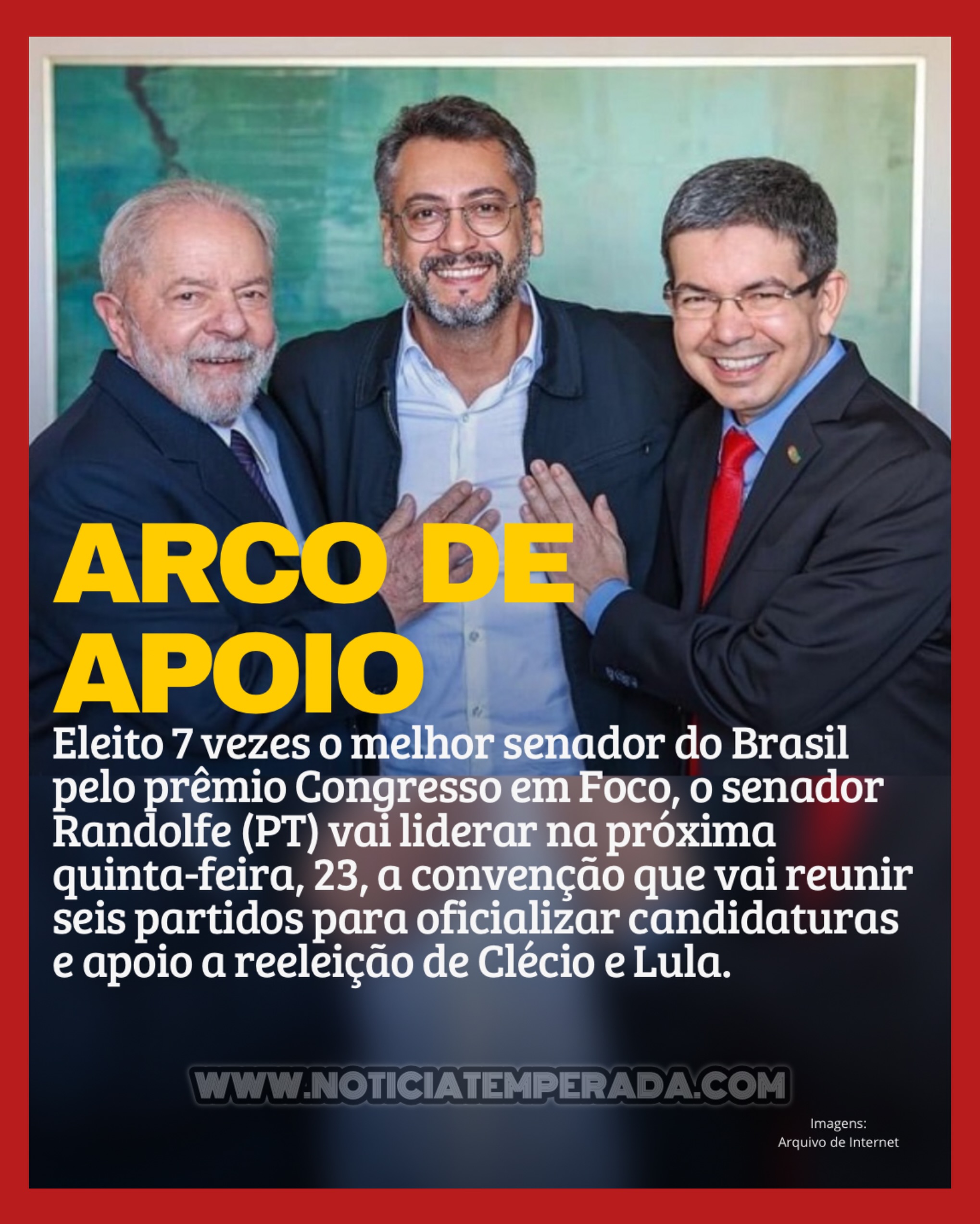 | Macapá/AP - Eleito sete vezes o melhor senador do Brasil pelo prêmio Congresso em Foco, Randolfe Rodrigues (PT) oficializará sua candidatura à reeleição ao Senado na próxima quinta-feira (23), durante convenção que reunirá as federações Brasil da Esperança (PT/PV/PCdoB) e PSol/REDE, além do PDT.
O encontro acontece às 18h, na sede do Sindicato dos Urbanitários (Rua Rio Macacoari, nº 16, bairro Trem, em Macapá), e também vai homologar as chapas majoritárias, com o apoio à reeleição do presidente Lula e à candidatura a vice-governador de Teles Júnior (PDT) na chapa de reeleição do governador Clécio Luís (União Brasil).
Entre os confirmados estão o próprio governador Clécio Luís (União Brasil), o ministro Waldez Góes (PDT), além de pré-candidatos, dirigentes, movimentos sociais e filiados.
A convenção é etapa obrigatória do calendário eleitoral, onde os partidos definem coligações, oficializam candidatos e reafirmam suas alianças políticas para as eleições de outubro.