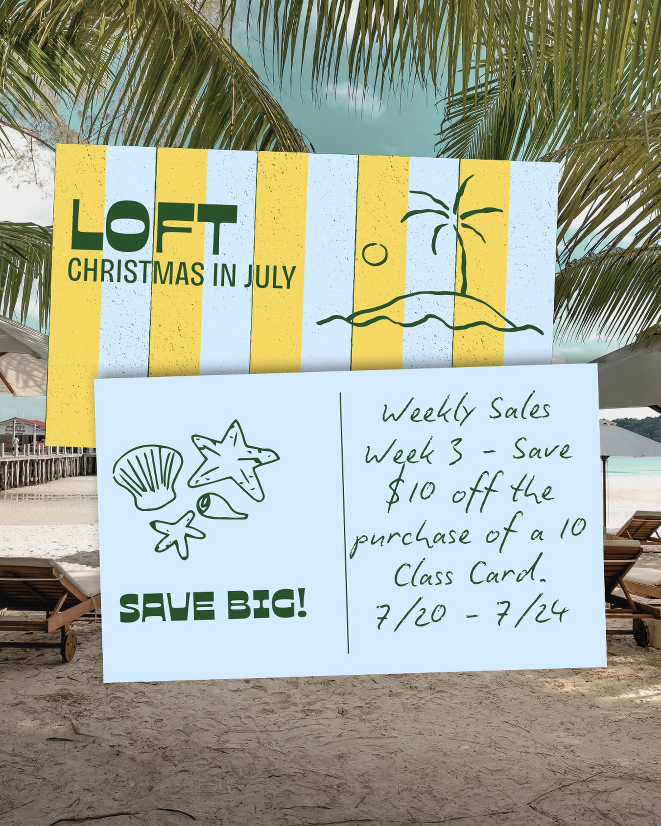 Christmas in July, week 3 is a spicy one! Need a new 10 Class Card? Save $10 this week only. Purchase on the website, at the studio, or through Venmo. 🌺
