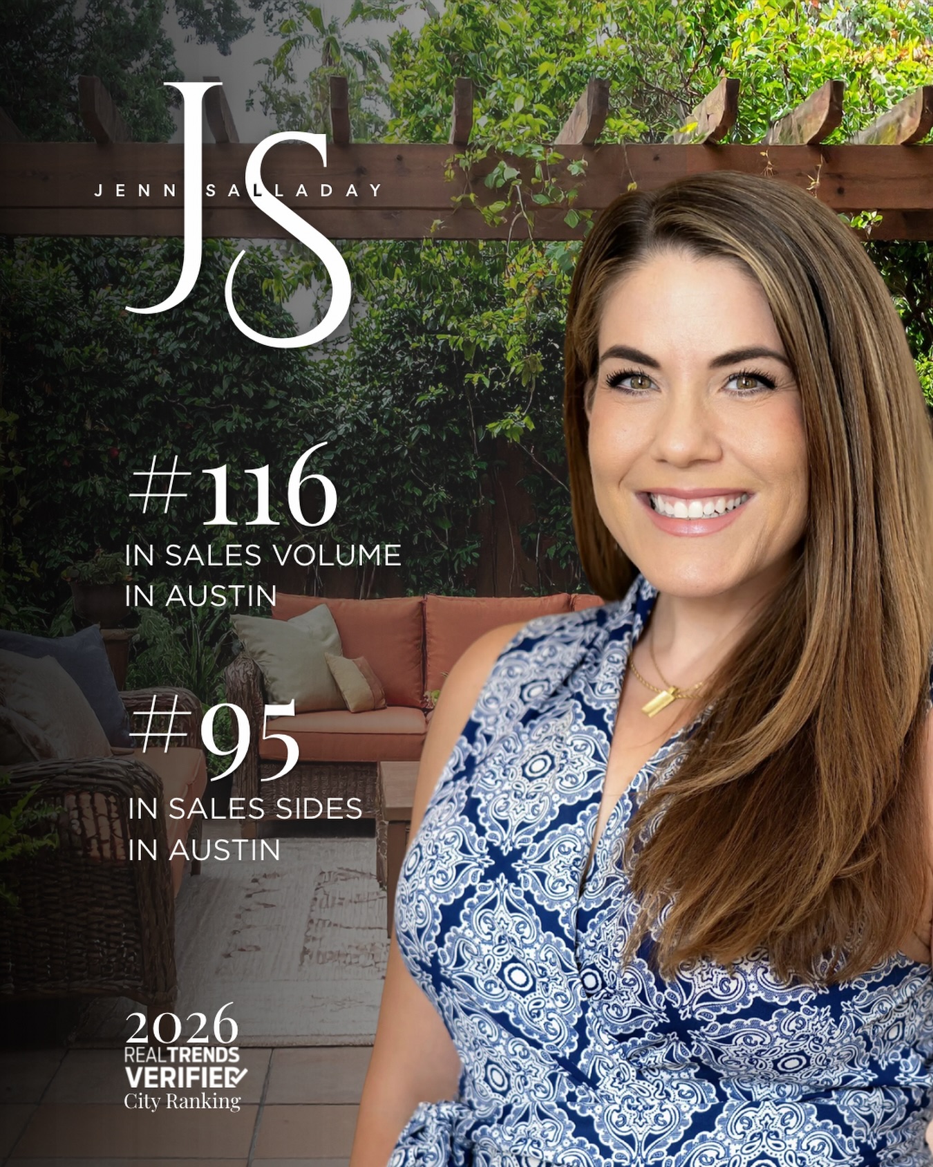 Cue my over-the-top happy dance, you know, the one that thoroughly embarrasses my kids, because Iām ecstatic about this one. šš»
For the second year, Iām honored and humbled to be recognized among Austinās incredible real estate talent. This year, I climbed to #116 in Austin by RealTrends Verified and remain among the top 1.5% of agents nationwide.
My business is built 100% on referrals, and Iām deeply grateful for every client and friend who recommends me. If you know someone I can help with their next move, I would be honored to take great care of them.
Homes. Land. Lifestyle.
Jenn Salladay, Broker Associate
š² 512.818.6146
#RealTrendsVerified #AustinRealEstate #DrippingSpringsRealEstate #JennSalladay