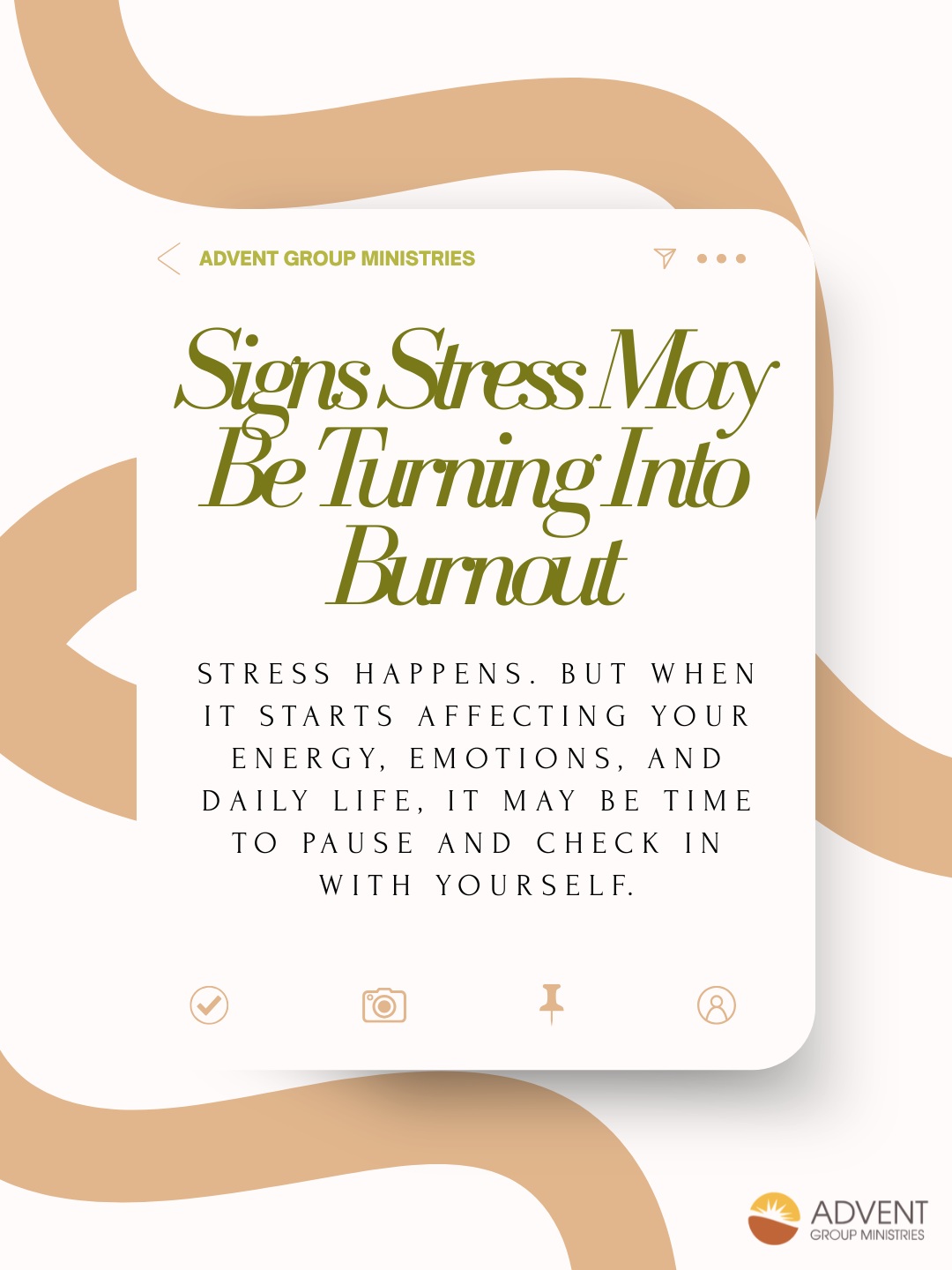 Stress is a normal part of life—but when stress becomes constant, it can begin to impact your emotional, physical, and mental well-being.
Burnout doesn’t happen overnight. It often builds slowly through ongoing exhaustion, difficulty focusing, changes in mood, feeling disconnected, or trouble sleeping.
Taking a moment to recognize these signs is an important step toward caring for yourself. You don’t have to wait until you’re completely overwhelmed to seek support.
💙 If you’re noticing signs of burnout, consider reaching out to someone you trust or a mental health professional. Support is available, and healing begins with taking that first step.
#MentalHealthAwareness #StressManagement #BurnoutRecovery #SelfCare #MentalHealthMatters #AdventGroupMinistries