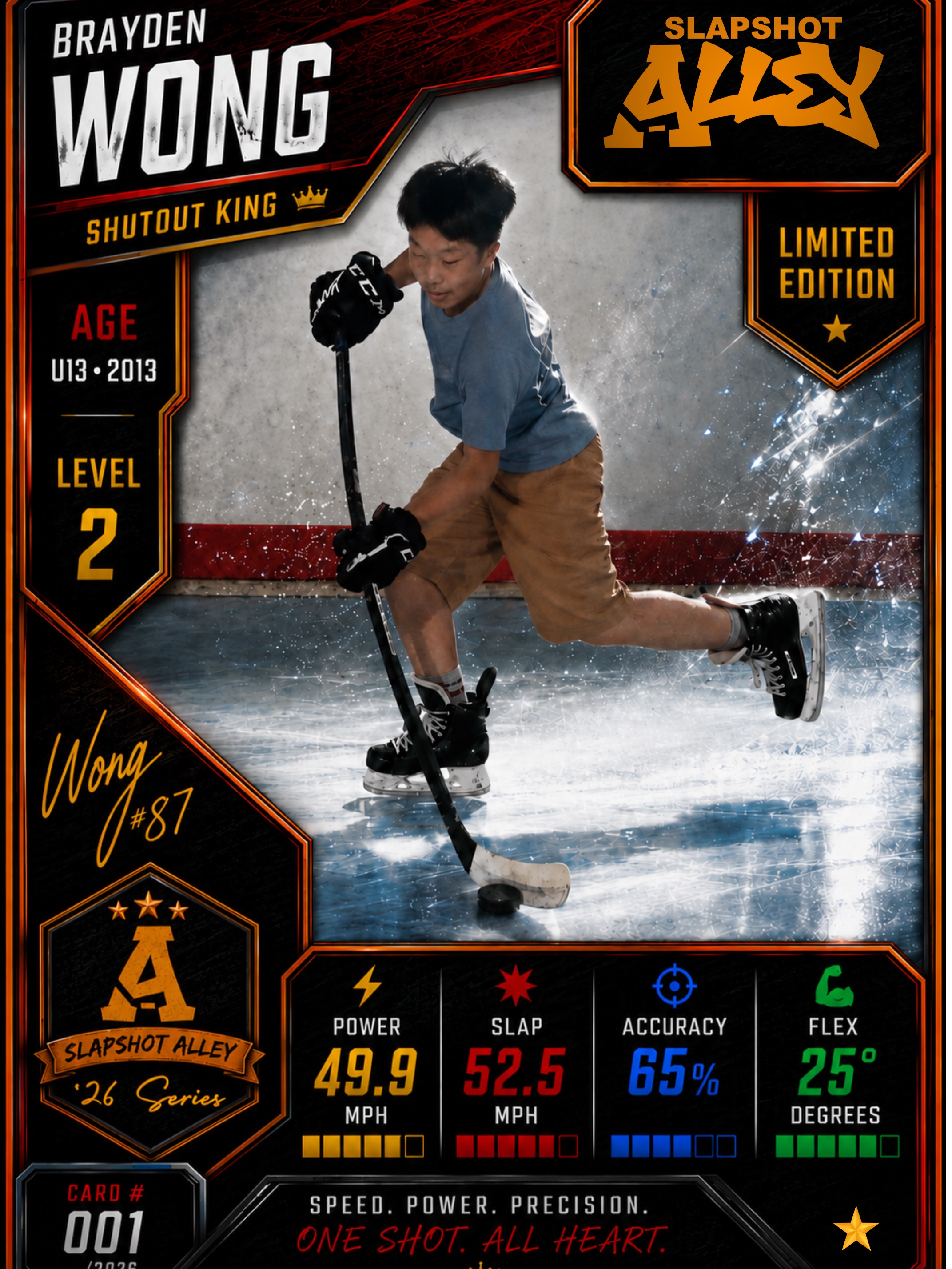 Technique hockey cards showing the blade angle and flex of the players’ shot at the Alley!