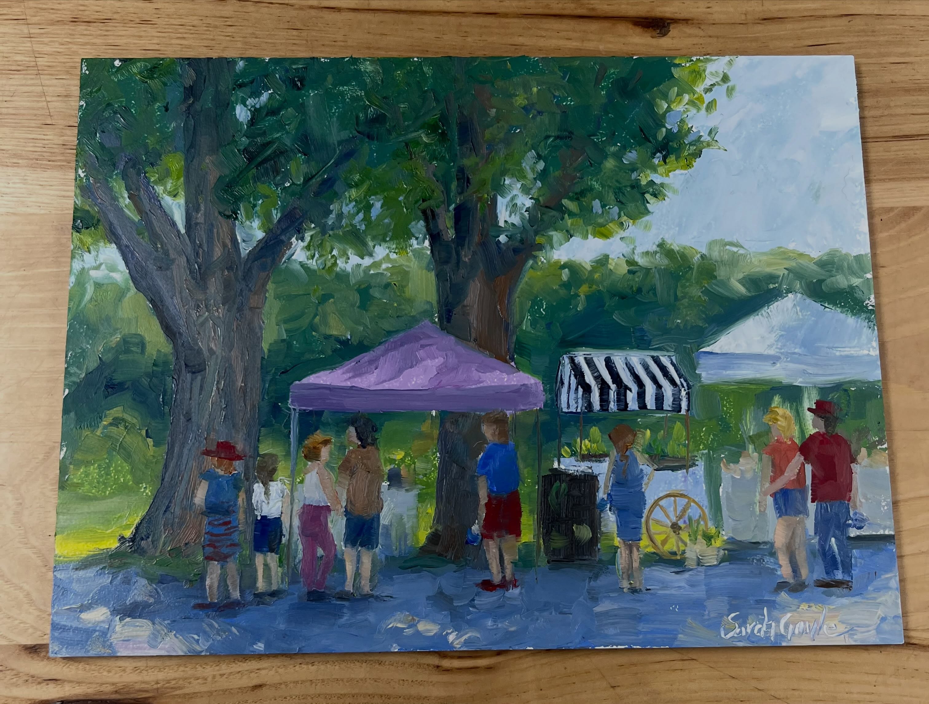 We just had to share this beautiful painting from our Red, White & Blueberries celebration! 🇺🇸 Local artist Sarah Gayle spent part of our Fourth of July event behind her easel, capturing this beautiful scene. Many thanks to Sarah for sharing her incredible talent with us!
As a reminder, we’re open for U-Pick from 8 am to 1 pm this week! Come see us before our season comes to a close.🫐