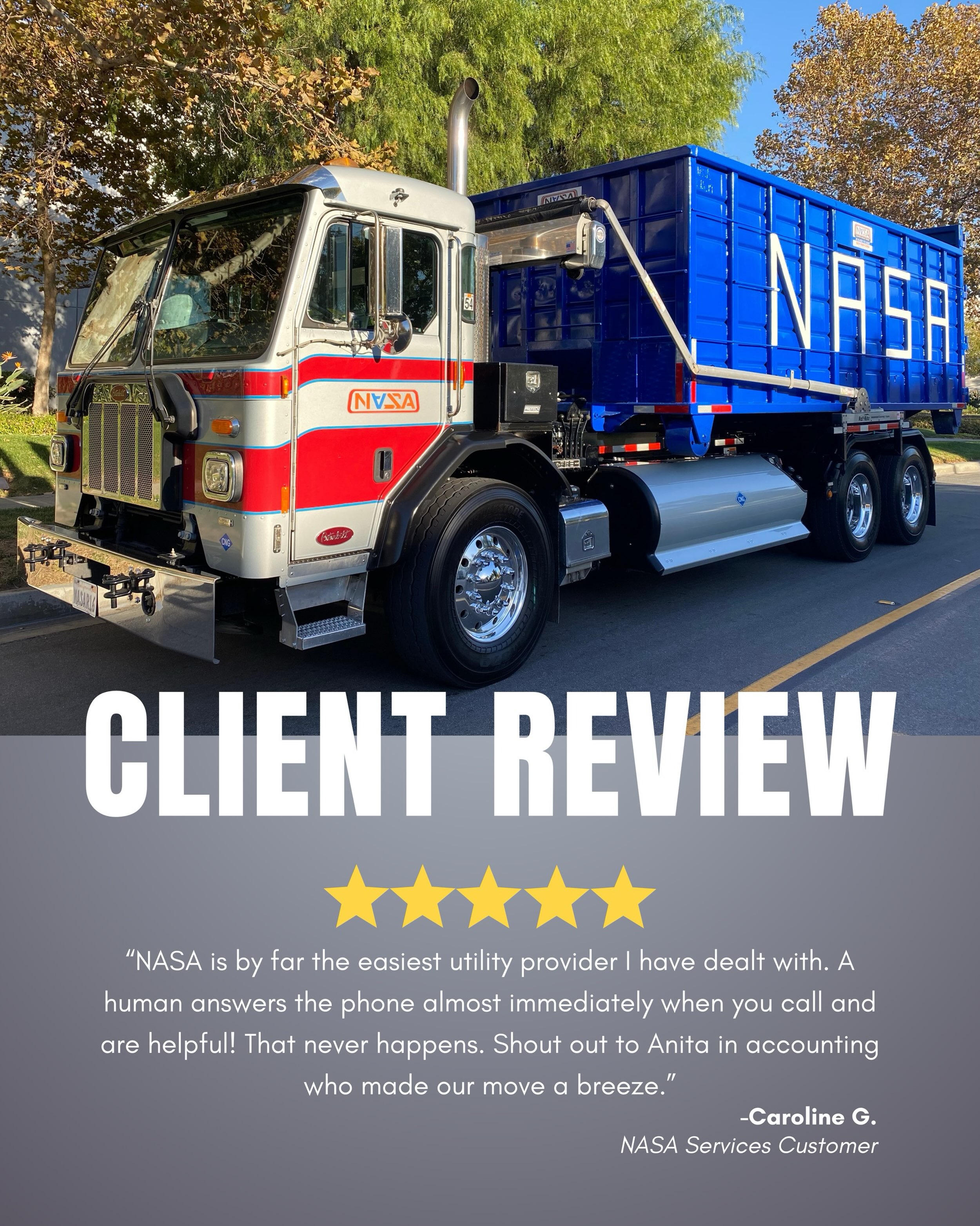 In a world of endless phone menus and automated responses, we still believe in the human touch. When you call NASA Services, you’ll speak to people who are ready to help, answer your questions, and make the process as easy as possible. Thank you for the wonderful review, Caroline!