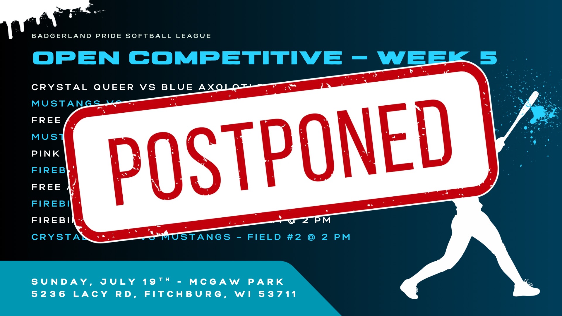 Because the air quality remains poor and is forecast to worsen, we have made the decision to cancel all games for Sunday, July 19, 2026. The health and safety of our players and families is always our top priority, and we want to ensure no one is at risk in these conditions.
These games are rescheduled for Sunday, August 9, 2026. Thank you so much for your understanding and flexibility with this unexpected change. Please take care, limit your outdoor exposure, and enjoy the rest of your weekend.