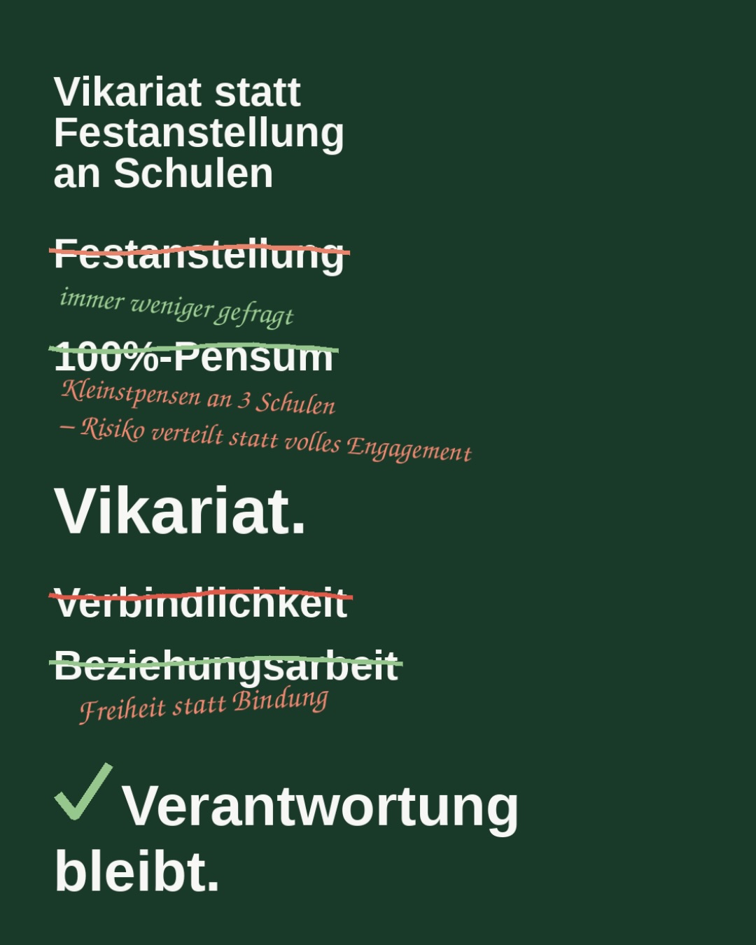 Ich beobachte im Vorfeld des neuen Schuljahres eine spannende Dynamik:
Immer mehr Lehrpersonen entscheiden sich bewusst gegen eine Festanstellung und setzen stattdessen auf Vikariate – oft sogar auf Kleinstpensen an mehreren Schulen, um das persönliche Risiko zu verteilen. Ein Trend, der verständlich ist: Er bietet Flexibilität, Abwechslung und zeitliche Unabhängigkeit. Und ja: Gute Stellvertretungen sind für uns als Schule Gold wert, wenn Not am Mann oder an der Frau ist!
Aber aus Sicht der strategischen Schulführung gibt uns diese Entwicklung auch zu denken. Schule ist mehr als das reine Vermitteln von Lernstoff im Lektionentakt.
🔹 Beziehungen brauchen Zeit: Kinder – insbesondere in der Volksschule – brauchen Verlässlichkeit, feste Bezugspersonen und Kontinuität.
🔹 Schulkultur lebt von Teams: Ein Kollegium ist dann stark, wenn man gemeinsam Schulentwicklung gestaltet, Projekte trägt und sich gegenseitig den Rücken stärkt.
🔹 Verantwortung teilen: Eine feste Klassenverantwortung ist anspruchsvoll, aber sie ist das Herzstück unseres Bildungssystems.
Verbindlichkeit ist keine Einbahnstrasse. Als Schulpflege arbeiten wir intensiv daran, Rahmenbedingungen zu schaffen, bei denen Festanstellungen attraktiv bleiben: durch gezielte Entlastung, Unterstützung im Qualitätsmanagement, Raum für Mitgestaltung und ein gesundes Arbeitsumfeld.
Deshalb mein Impuls an alle Pädagoginnen und Pädagogen im Sommer: Vikariate sichern den Betrieb kurzfristig – aber eine feste Anstellung baut Zukunft auf. Wir freuen uns über jede Lehrperson, die bereit ist, nicht nur einzuspringen, sondern mit uns gemeinsam Schule nachhaltig zu prägen.
Wie seht ihr das? Wie schaffen wir die Balance zwischen individueller Flexibilität und verbindlicher Beziehungsarbeit an den Schulen?
#Schulpflege #Bildungspolitik #Volksschule #Schulentwicklung