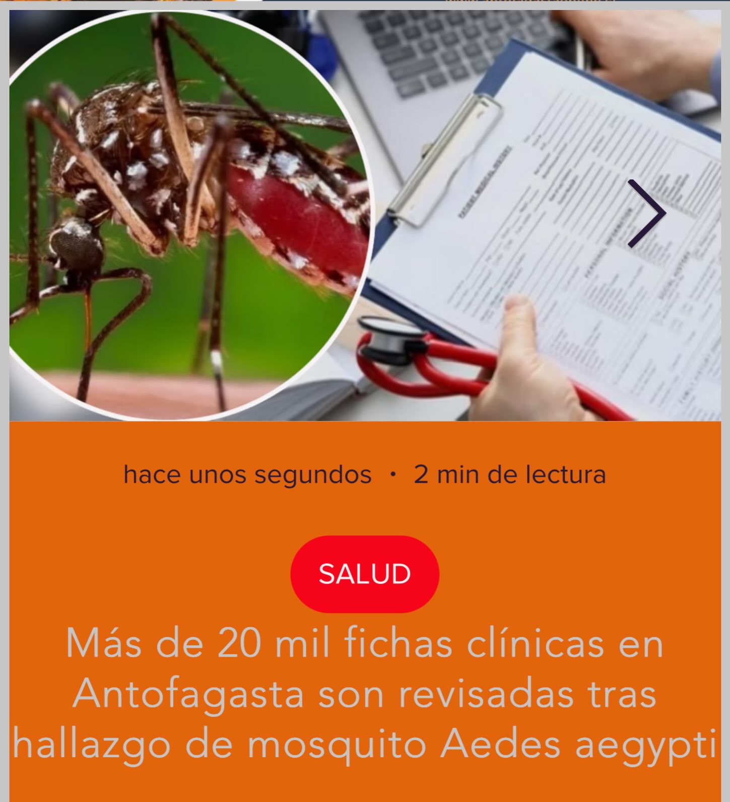 #Salud | Más de 20 mil fichas clínicas en Antofagasta son revisadas tras hallazgo de mosquito Aedes aegypti
La Seremi de Salud, junto a los equipos de epidemiología de los ocho Cesfam comunales y el Centro Oncológico del Norte, ha pesquisado 148 casos sospechosos, todos con resultados negativos para arbovirosis autóctonas.
Más detalles en las historias o en:
www.antofagastaonline.cl