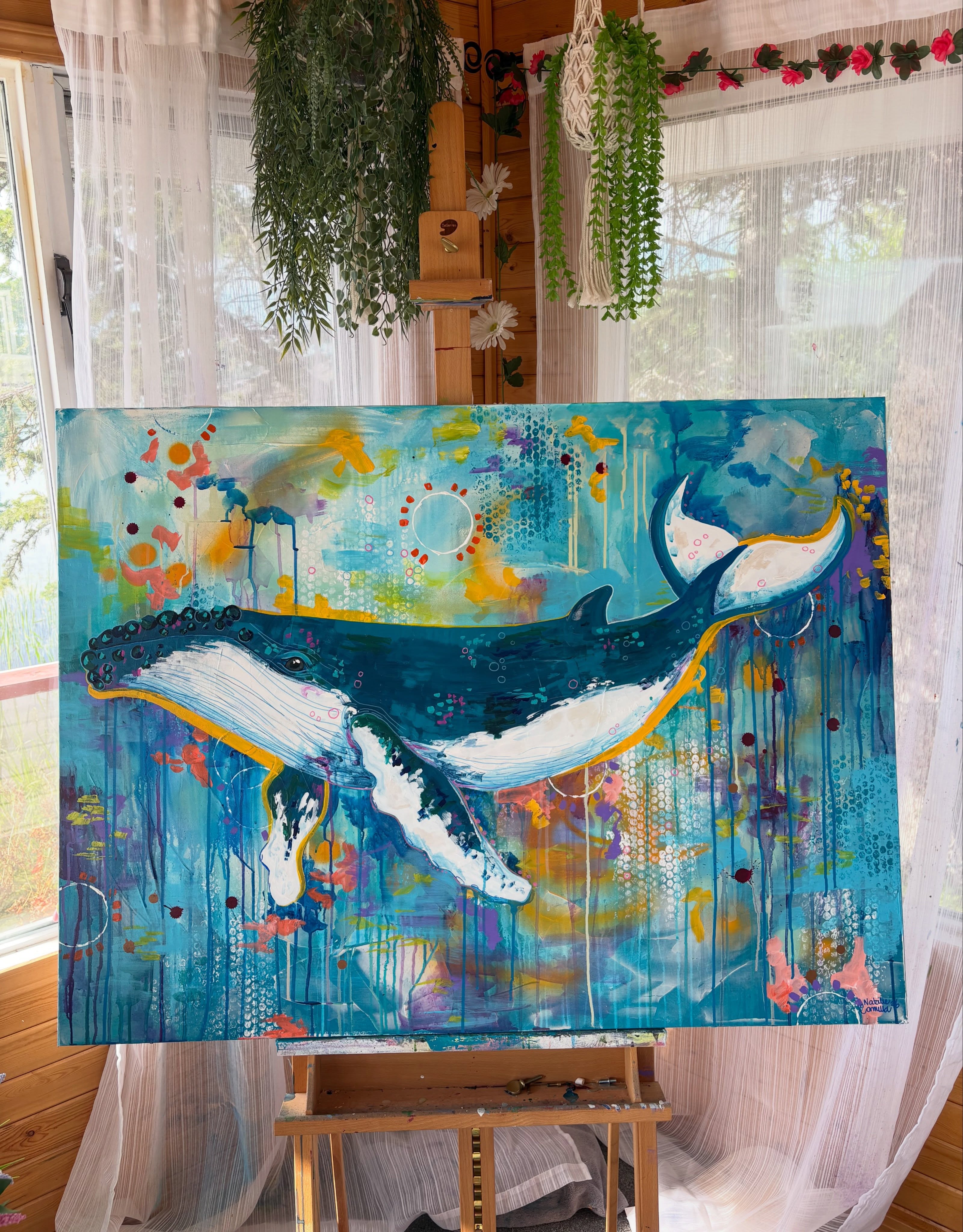 My newest painting🐋🎨
‘Pearl’
36x48
Acrylic
Original on canvas
This one was getting tons of attention at my latest markets!💗
This is my first whale painting as I start to dive into more sea creatures! Comment suggestions for other sea creatures I should paint!😊
-
#humpbackwhale #seacreatureart #humpbackwhaleart #wildlifepainting #acrylicpainting