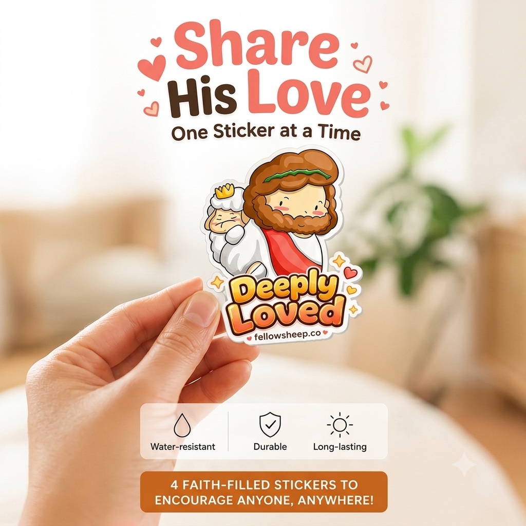 Share His Love, One Sticker at a Time. ❤️ 4 Little Reminders. 1 Big Truth.
Faith You Can STICK WITH! 🙌 Our new collection of four unique, adorable stickers is designed to bring a daily dose of encouragement to you and everyone around you.
Remind yourself and others that you are 'Highly Favored,' 'Deeply Loved,' and 'Greatly Blessed' by Jesus. 🕊️ This set features cute, chibi-style illustrations that are perfect for:
💻 Laptops
💧 Water Bottles
📓 Notebooks
📱 Phones
Our stickers are:
Water-resistant 💧
Durable 🛡️
Long-lasting ✨
Ready to spread some hope and joy? Get your set of 4 faith-filled stickers at www.fellowsheep.co or tap the link in our bio! Follow us at @fellowsheep.co for more uplifting content. 🎁
#Stickers #ChristianArt #JesusLovesYou #FaithInAction #DailyReminders #ShareTheGospel #Blessed #Believer #CuteStickers #SmallStickersBigImpact #GiftFaith #ShareLove #Fellowsheep