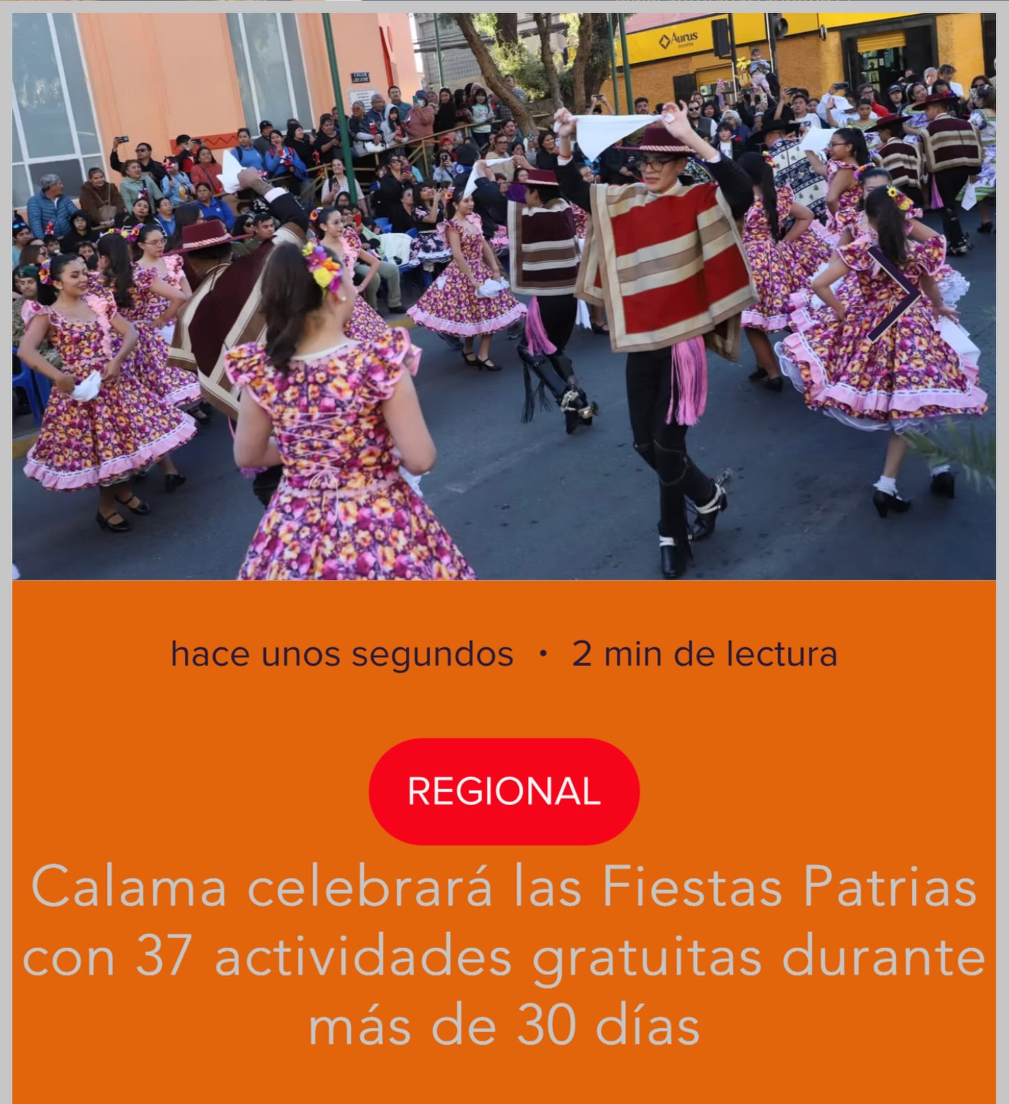 #Regional | Calama celebrará las Fiestas Patrias con 37 actividades gratuitas durante más de 30 días
Concejo Municipal aprobó una inversión superior a $136 millones. La programación comenzará a fines de agosto y se extenderá durante todo septiembre, con actividades para toda la comunidad y Ramadas Populares en la Ex Finca San Juan.
Más detalles en las historias o en:
www.antofagastaonline.cl