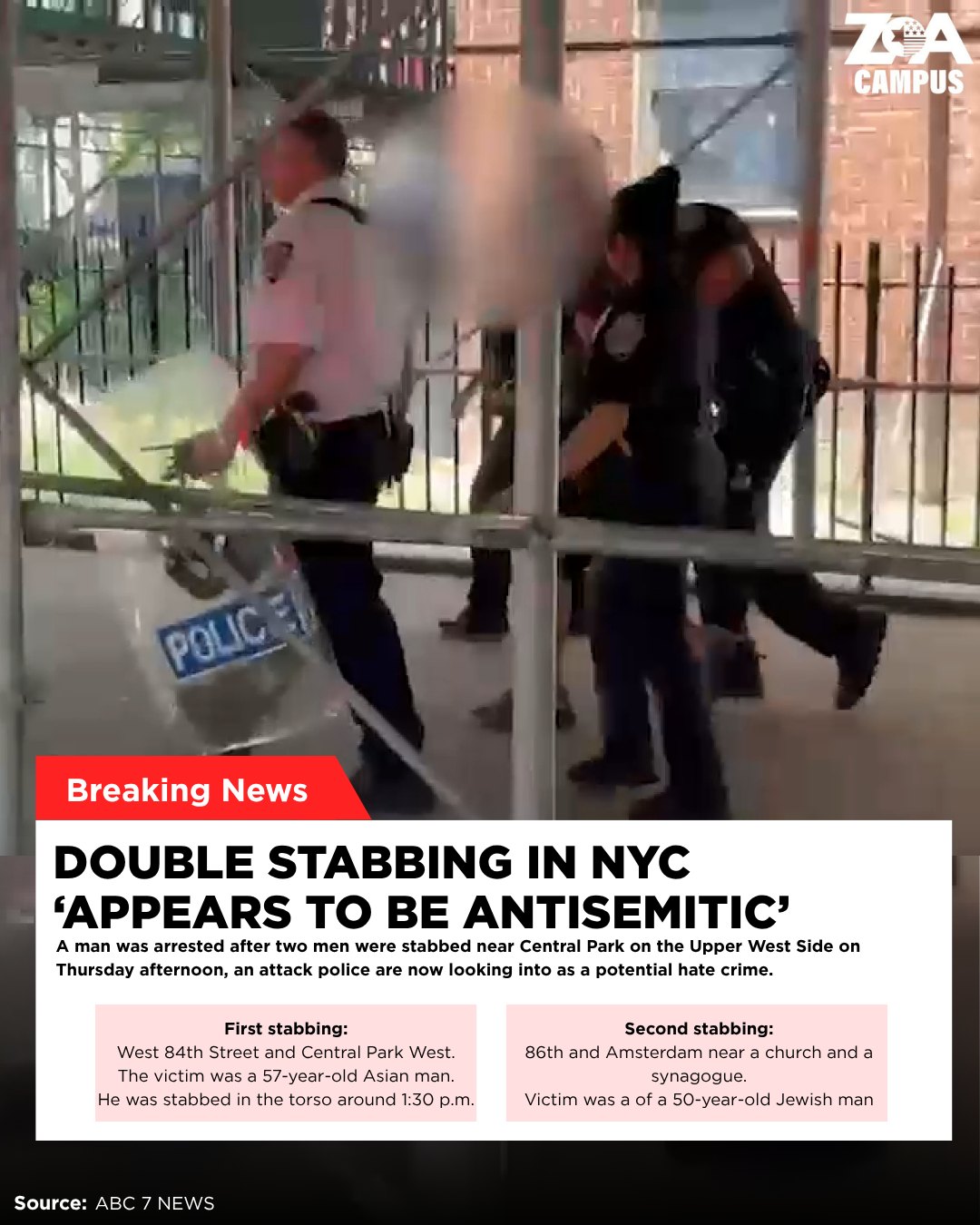 On Tisha B'Av, a Jewish man was allegedly targeted and stabbed in New York while the attacker reportedly shouted "Allahu Akbar." Another victim, an Asian man, was also stabbed. Hate has consequences, and silence only emboldens it. Praying for the full recovery of both victims. We must condemn antisemitism and all forms of targeted violence, without hesitation. 💙