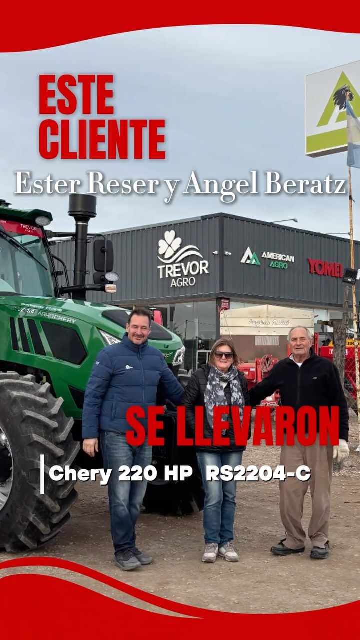 ¡POTENCIA PURA Y TECNOLOGÍA PARA EL TRABAJO PESADO! 🚜🔴💪💥
queremos felicitar enormemente a Ester Margarita Reser y Ángel Beratz por la espectacular adquisición de este imponente Chery Changfa con motor de 225 HP.
Se llevan a su establecimiento un tractor diseñado para superar los desafíos más exigentes: robusto, pesado, con una mecánica confiable.
¡Muchísimas gracias a Ester y Ángel por confiar en el equipo, el asesoramiento y el respaldo integral de TrevorAgro! A sacarle todo el jugo a este tremendo fierrazo. 🙌✨
#TrevorAgro #AgroChery #CampoArgentino #MaquinariaAgricola #TractoresChery