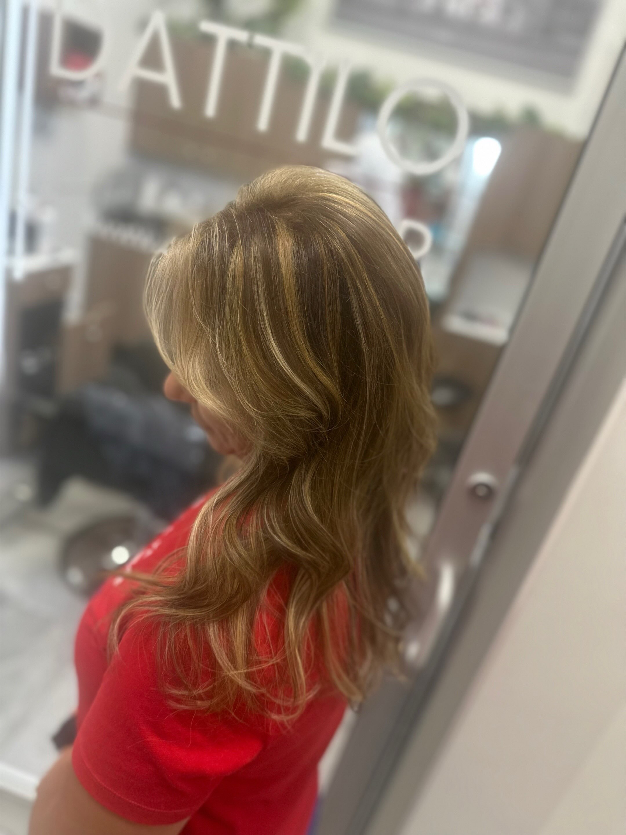 Honey toned partial hi lite, followed by a modified Butterfly design for length retention and soft movement #dattilohar#hittorihanzoshears #redkenshadeseq #goldwellapprovedus #branfordsalonsuites