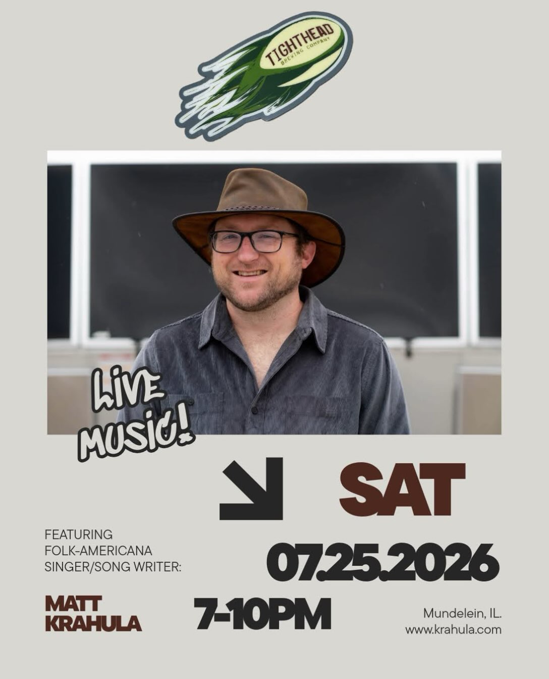 Looking forward to returning to @tightheadbrew this Saturday 7/25 from 7-10pm. Hope to see you all there!
#tightheadbrewing #livemusicmundelein #mundeleinillinois #livemusicillinois #livemusicmidwest