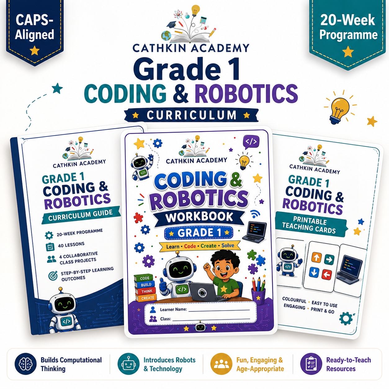 20 weeks. 40 lessons. 4 real projects. Zero lesson-prep. ✨ Our Grade 1 Coding & Robotics programme is now available as a complete, ready-to-teach bundle — CAPS-aligned, unplugged, and built for real classrooms. Link in bio to grab your copy 👉https://spacekidz-2.myshopify.com/products/digital-product-2
#CodingForKids #Grade1Curriculum #CAPSaligned #HomeschoolSouthAfrica #ECDResources #TutoringBusiness #FoundationPhase #RoboticsForKids #CathkinAcademy