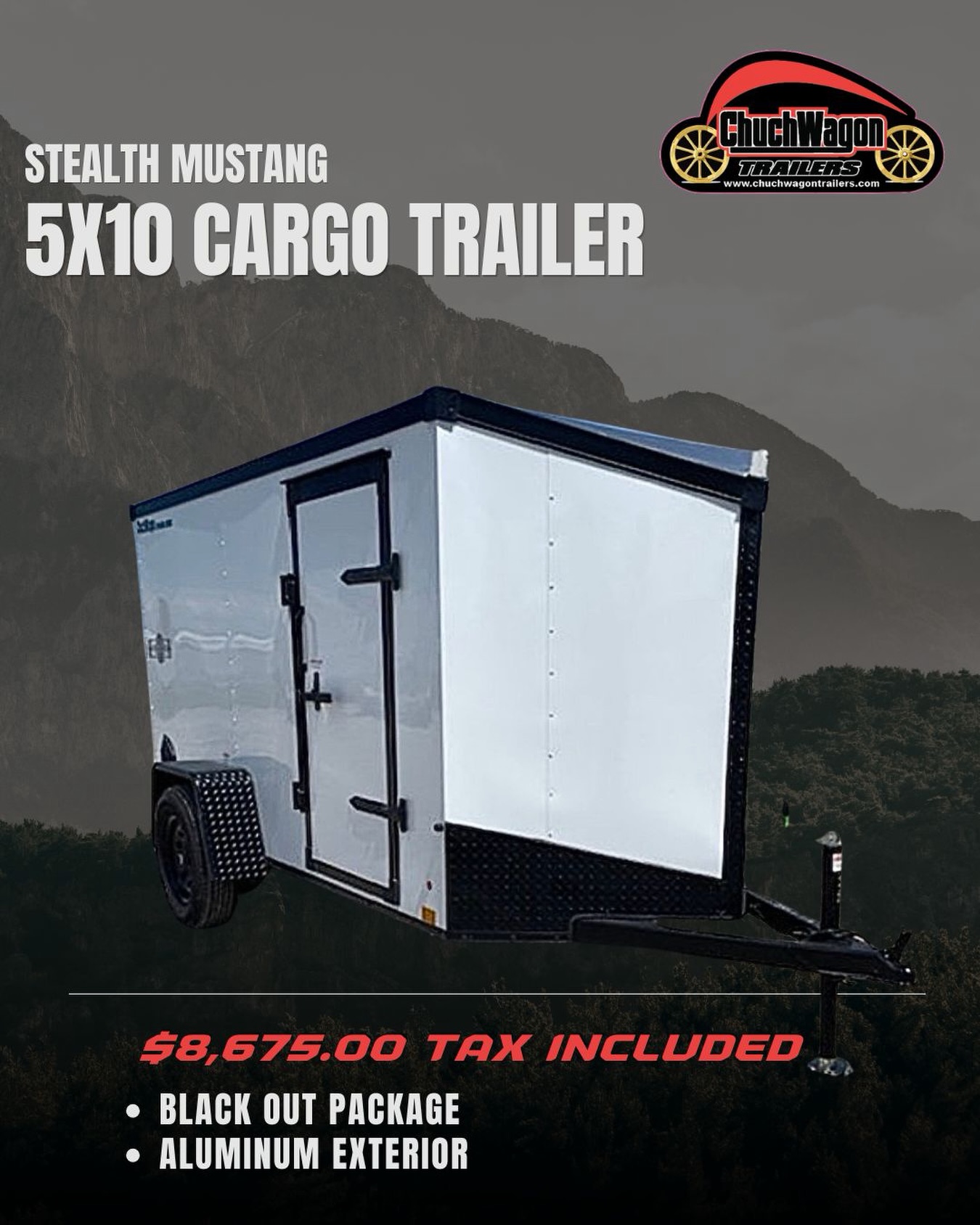 This 2026 Stealth Mustang 5x10 cargo trailer is a great option if you’re looking for a reliable trailer without the extra bulk. Featuring a sleek blackout package and durable aluminum exterior, it’s built to handle whatever comes next!
Valued at $8,675 GST included
Lease or finance available OAC.
Check out our live inventory by clicking the link in our bio!
#chuchwagontrailers #cargotrailer #albertatrailers
Cargo trailer Calgary | Enclosed cargo trailers Alberta