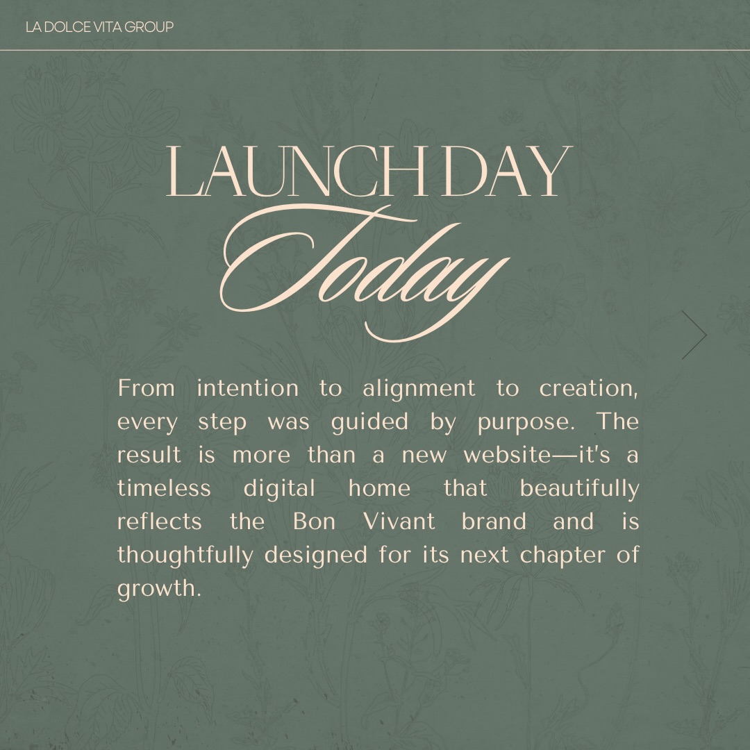 ✨ Launch Day ✨
There’s something incredibly special about helping bring a brand’s next chapter to life.
A heartfelt thank you to the two incredible women behind Bon Vivant for trusting me with your vision. It was an honor to bring your story to life and create a digital home that reflects the beauty, intention, and hospitality behind your brand.
Together, we:
• Elevated the overall brand experience to reflect Bon Vivant’s refined identity.
• Reimagined the customer journey to create a seamless browsing and ordering experience.
• Wrote SEO-optimized copy that strengthens both storytelling and online visibility.
• Built a scalable Shopify website designed to support future growth.
• Organized products and navigation to make shopping effortless.
• Integrated the tools needed to better understand customer behavior and marketing performance.
What I love most about Bon Vivant is that they offer so much more than beautifully curated grazing boards—they create opportunities for people to gather. In a world that often feels rushed, that’s a gift worth celebrating.
Congratulations on your beautiful launch. 🤍
If you’re planning a celebration, hosting friends and family, or simply looking for an unforgettable grazing experience, I hope you’ll visit their new website and support this incredible local business.
Here’s to beautiful brands, meaningful work, and bringing people together.
