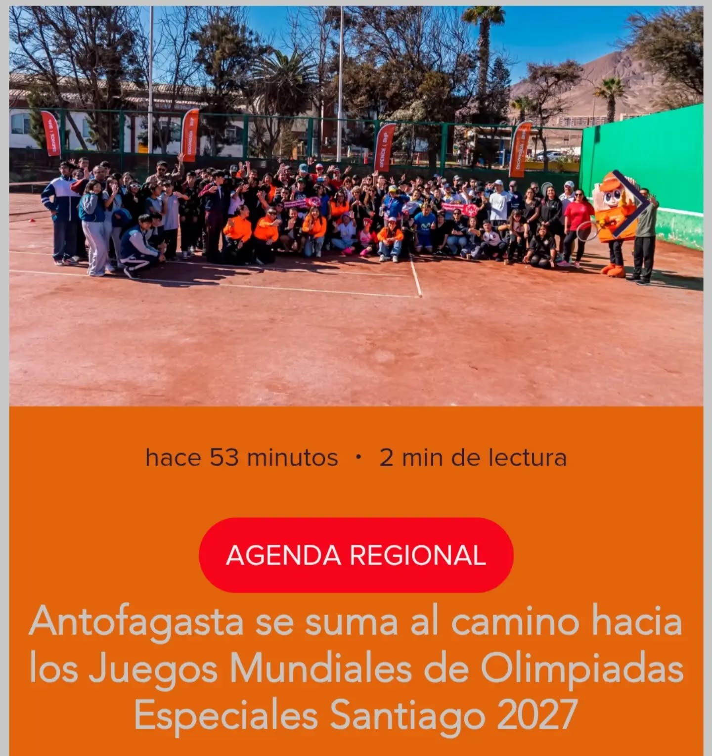 #AgendaRegional | Antofagasta se suma al camino hacia los Juegos Mundiales de Olimpiadas Especiales Santiago 2027.
En la antesala del evento de deporte inclusivo más importante del mundo, que reunirá a más de 6 mil deportistas, Escondida | BHP, Spence | BHP y Olimpiadas Especiales Chile anunciaron una alianza para apoyar el desarrollo de nuevos atletas en la Región de Antofagasta, con miras a integrar el Team Chile.