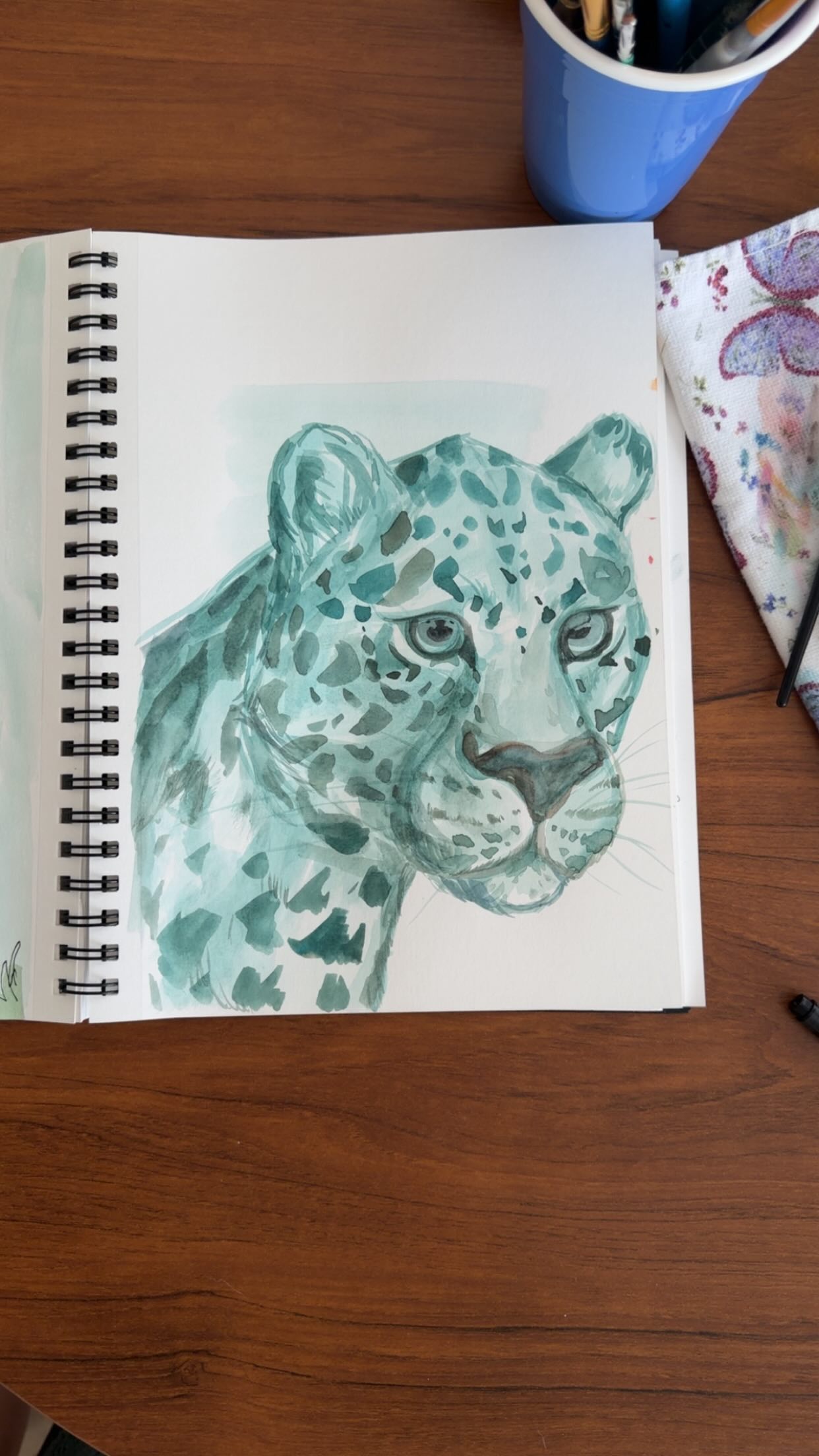 Breathe
Maybe close your eyes for a little
These words by @elenabrower have been a gift I return to time and time again (thank you @juliaastoll for introducing it to me)
The big cats proportions aren’t perfect in this - I’m okay with it
This was about 45 minutes of play with watercolor while looking at a reference image
This painting is also a reminder of the power in simplicity
“Simple” is my word for 2026 because it is something that I frequently remind myself in my work, art and life
Using just a few colors for this painting was very enjoyable! I may do some more of this practice (using a small selection of colors) with acrylics soon. And a body paint… we shall see what we get to!