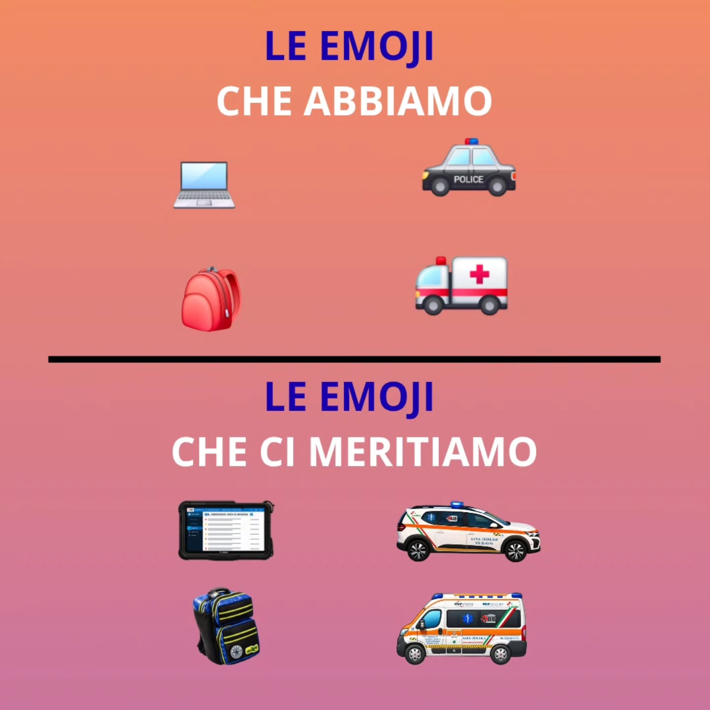 Ce le meritiamo queste emoji 🚑💻🚓🎒