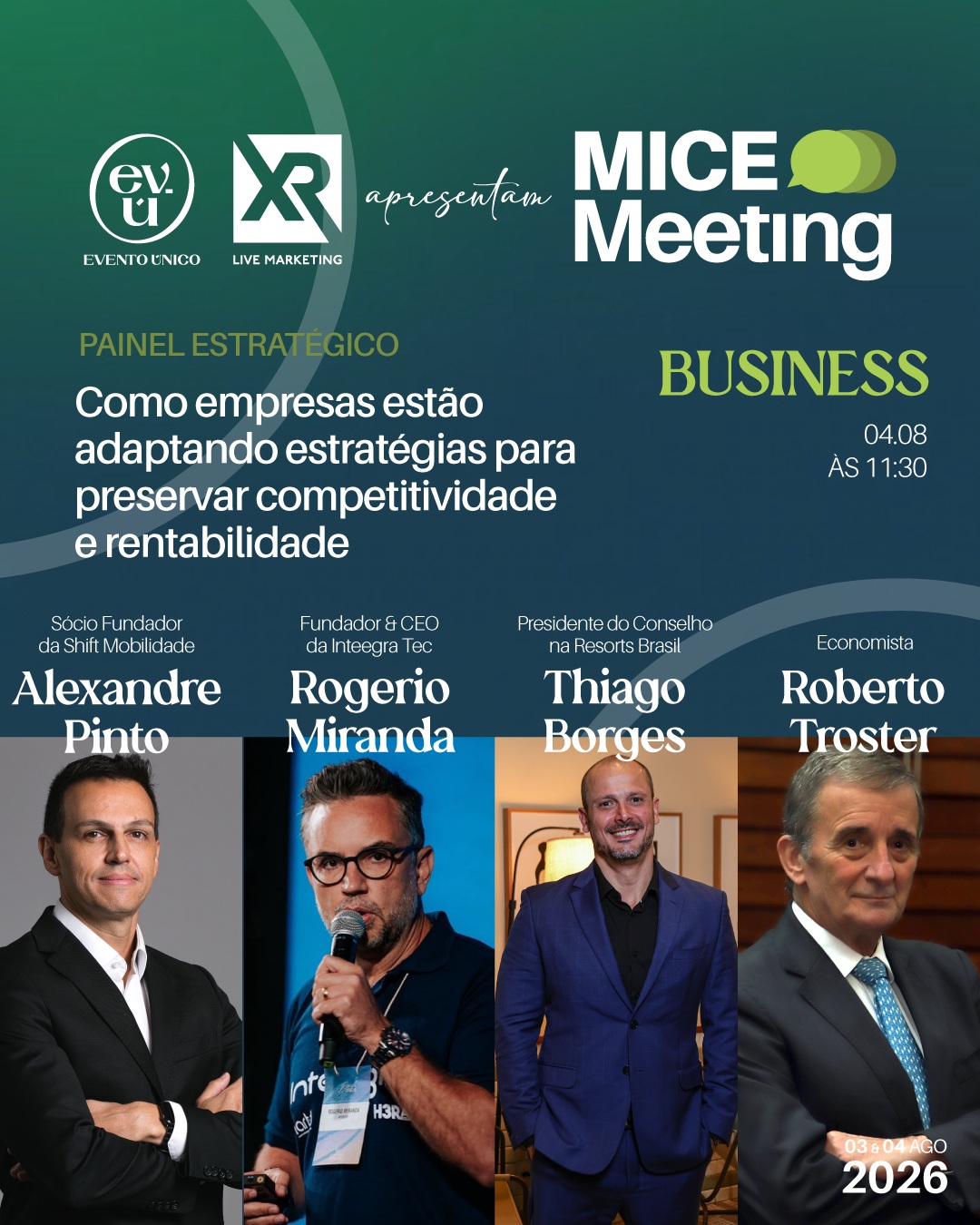 Depois de entender o cenário econômico, chega o momento de discutir as decisões.
No Painel Estratégico do MICE Meeting, lideranças que representam diferentes elos da cadeia do mercado se reúnem para debater como empresas estão preservando competitividade e rentabilidade diante do novo cenário econômico.
Com mediação do economista Roberto Troster, o painel contará com:
• Alexandre Pinto - Shift Mobilidade
• Rogério Miranda – Inteegra
• Thiago Borges – Resorts Brasil
Uma conversa sobre os impactos nas negociações, contratos, margens, orçamento e eficiência operacional, mostrando como transformar desafios em decisões estratégicas.
Porque compreender as mudanças é importante. Saber como agir diante delas é essencial.
📍 MICE Meeting 2026
📅 3 e 4 de agosto | Grand Hyatt São Paulo
Exclusivo para a Comunidade BenchMICE® e convidados. Garanta sua participação no encontro das lideranças que transformam o mercado.
Mantenedores:
@xrlivemkt
@somosgrupor1
@tescenografiaoficial
@marriottintl
@shiftmobilidade
@grandhyattsp
@clubmed
@malaimansoresort
@inteegratec
@resorts.brasil
@galhardoscorporate
@oricasting
@soapbrasil
@brind.eaux
@msccruzeirosbrasil
@wtceventscenter
@primegeradores
@attagastronomia
@theforest.camboriu
@chubbbrasil
@eventsegoficial
@curitibaconvention
Apoio
@amprooficial
@visite_sp
@ubrafe
@abeoc.org.br
@mulheresnahousemix
#MICEMeeting2026 #ReformaTributária #Competitividade #Rentabilidade #EstratégiaEmpresarial #Economia #Business #BenchMICE #MercadoDeEventos #Liderança #MICE #PeopleAndBusiness